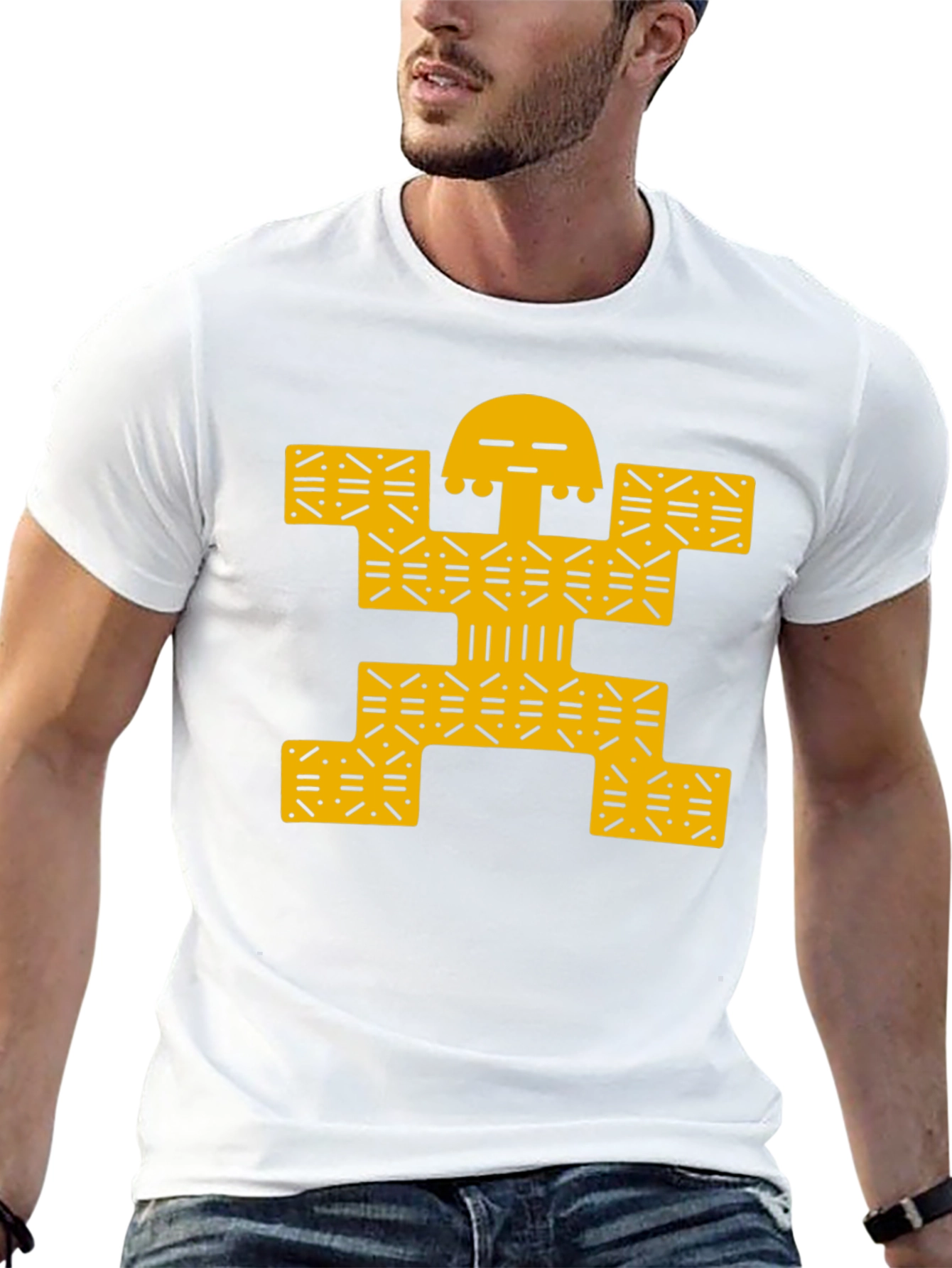 Modern Graphic Tee - Black with Gold Design