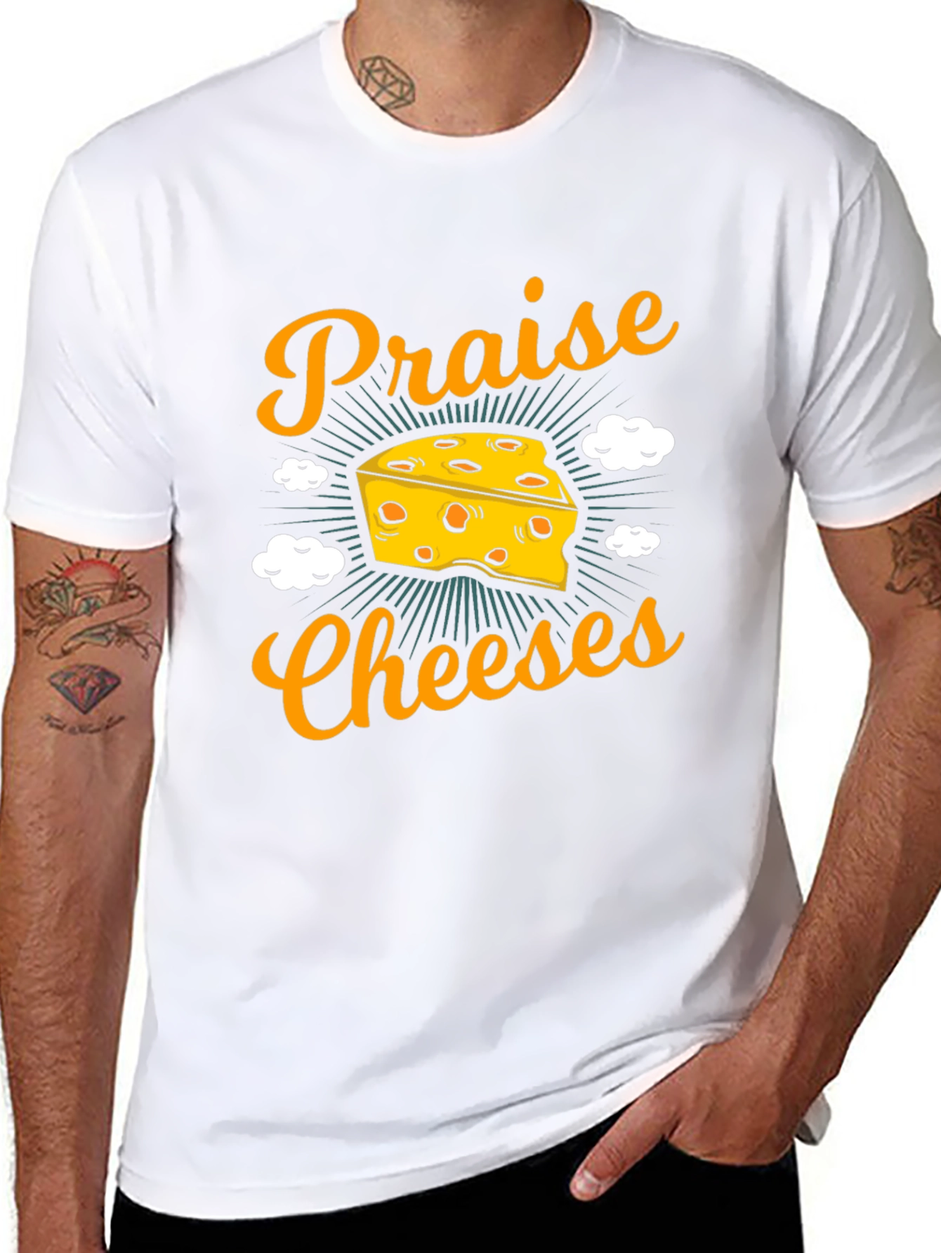Praise Cheeses Graphic Tee - Funny Cheese Lover T-Shirt