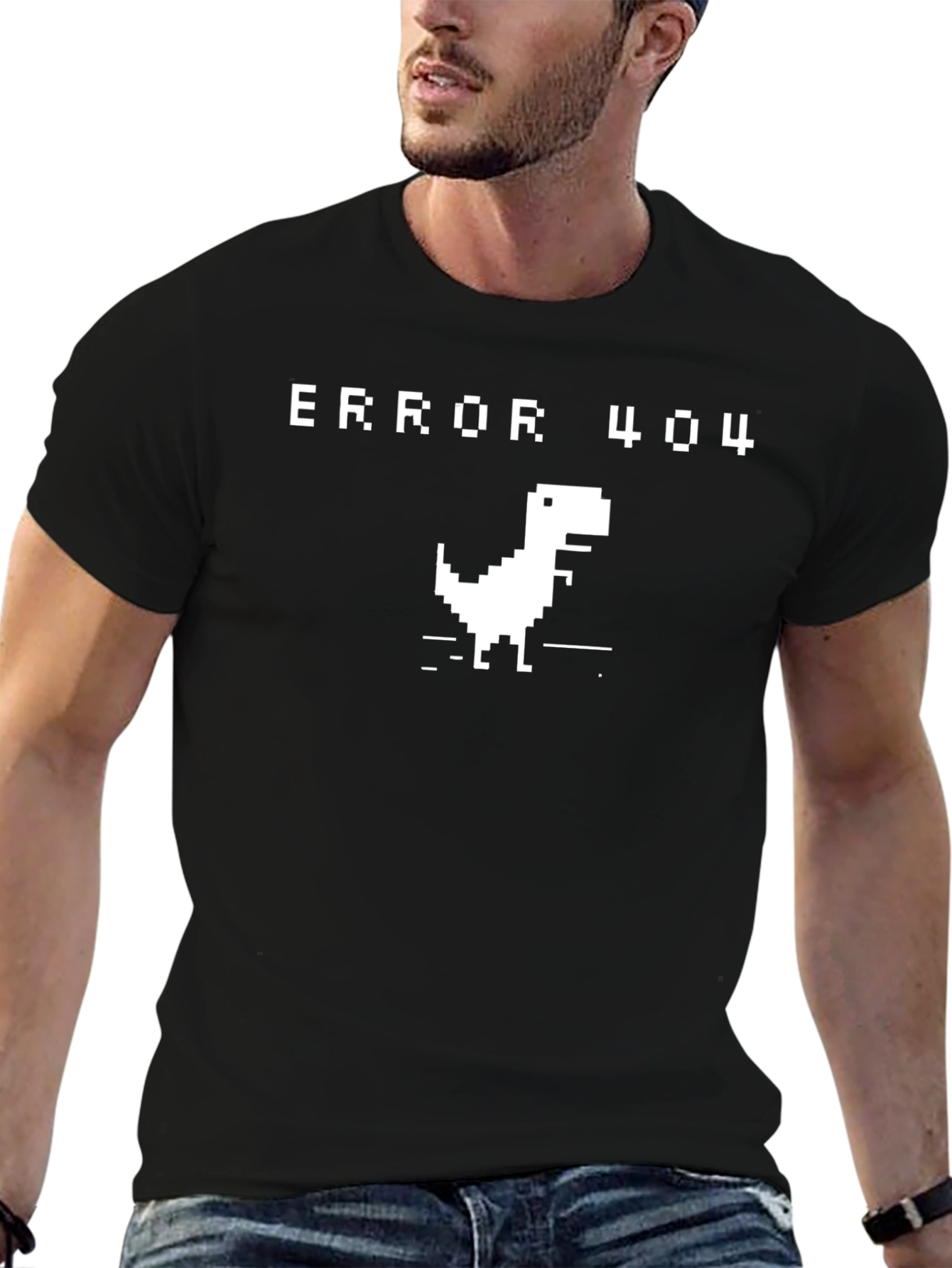Error 404 Dinosaur Black T-Shirt