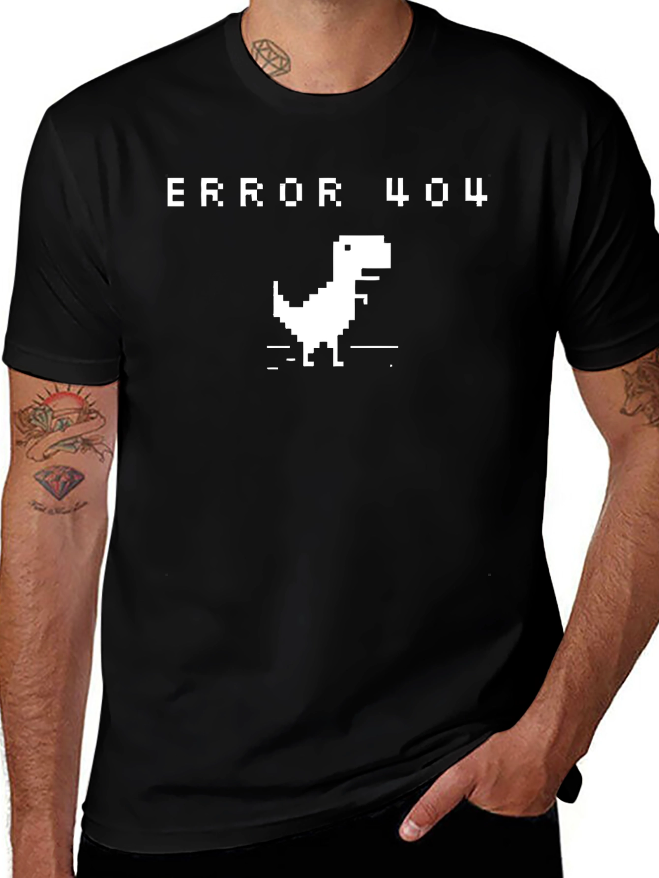 Error 404 Dinosaur Black T-Shirt