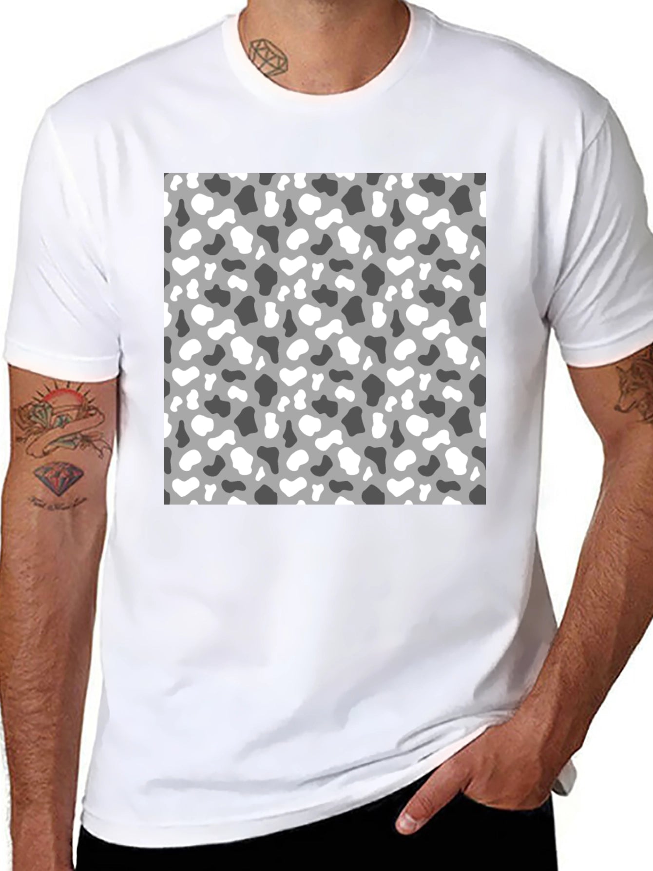 Trendy Camo Print Mens Black T-Shirt