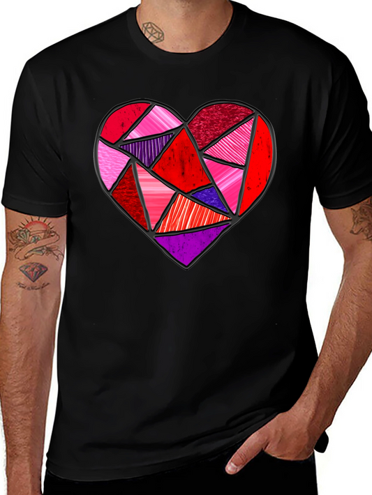 Geometric Heart Graphic Tee - Modern Love Design