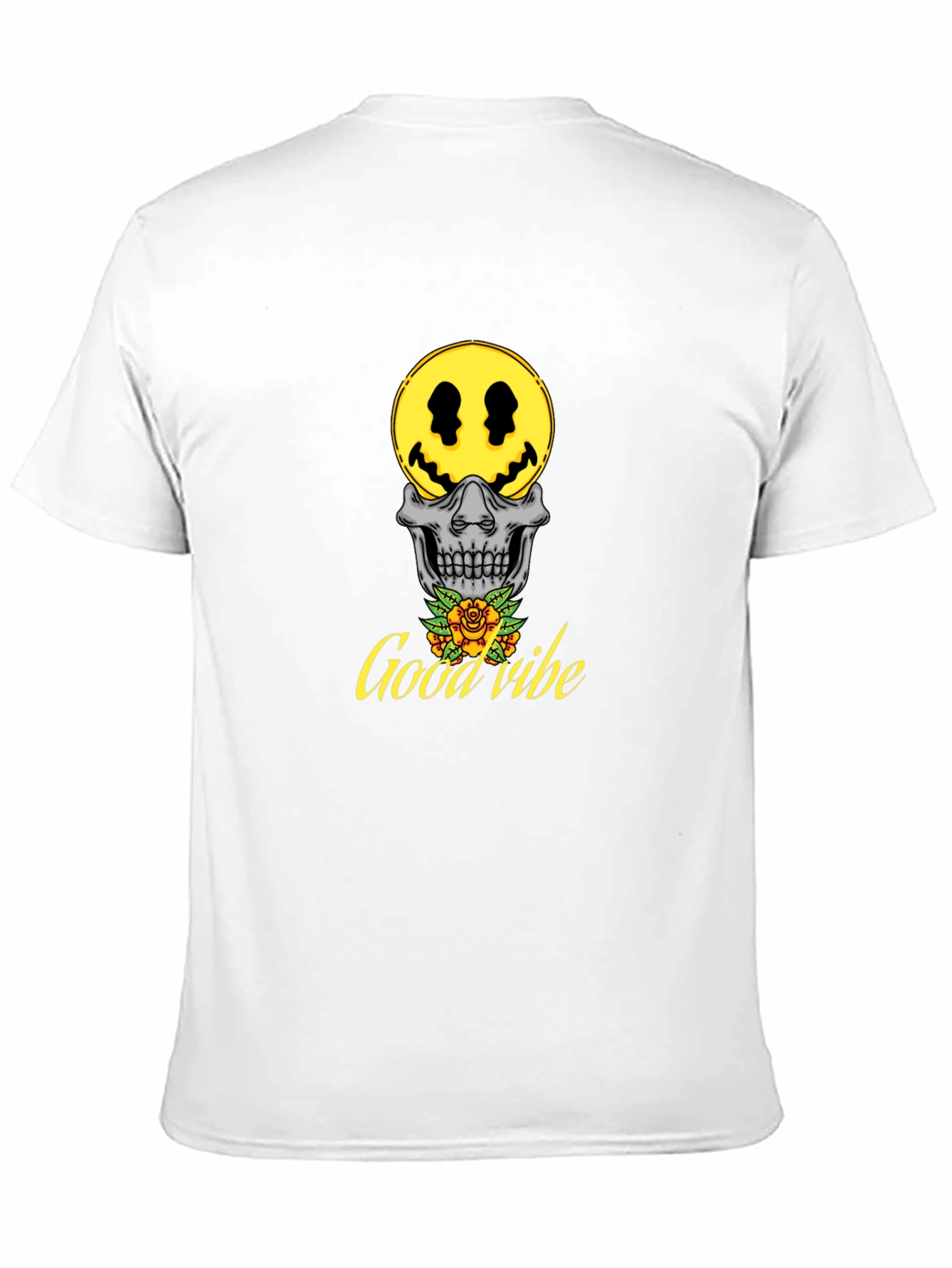 Good Vibe Skull Smiley Face T-Shirt - Black