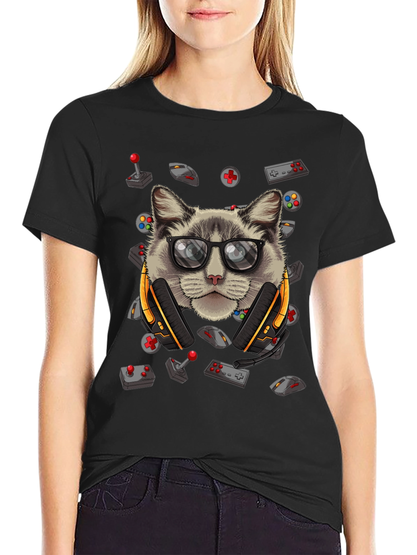Gamer Cat T-Shirt - Cool Graphic Tee