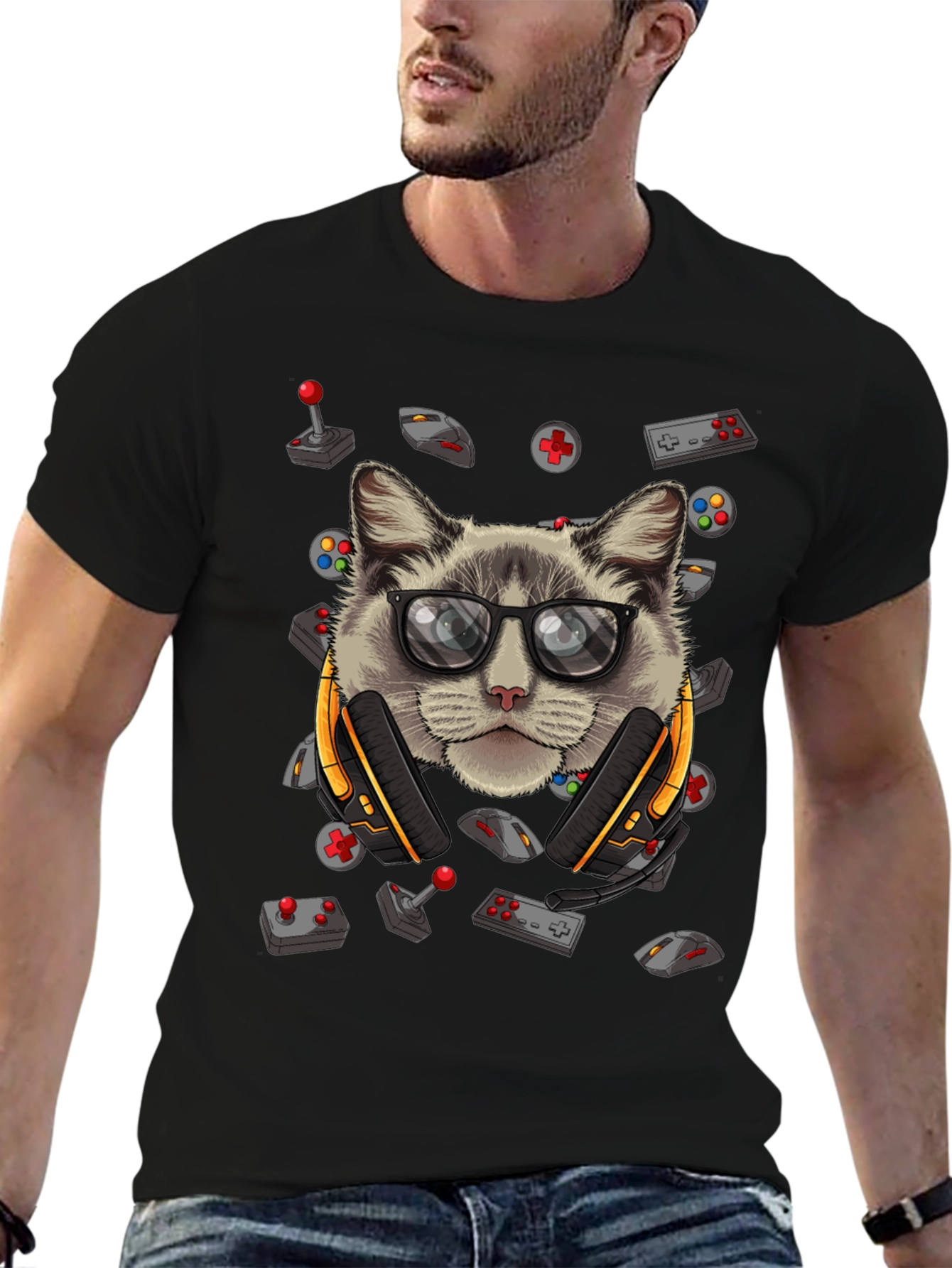 Gamer Cat T-Shirt - Cool Graphic Tee