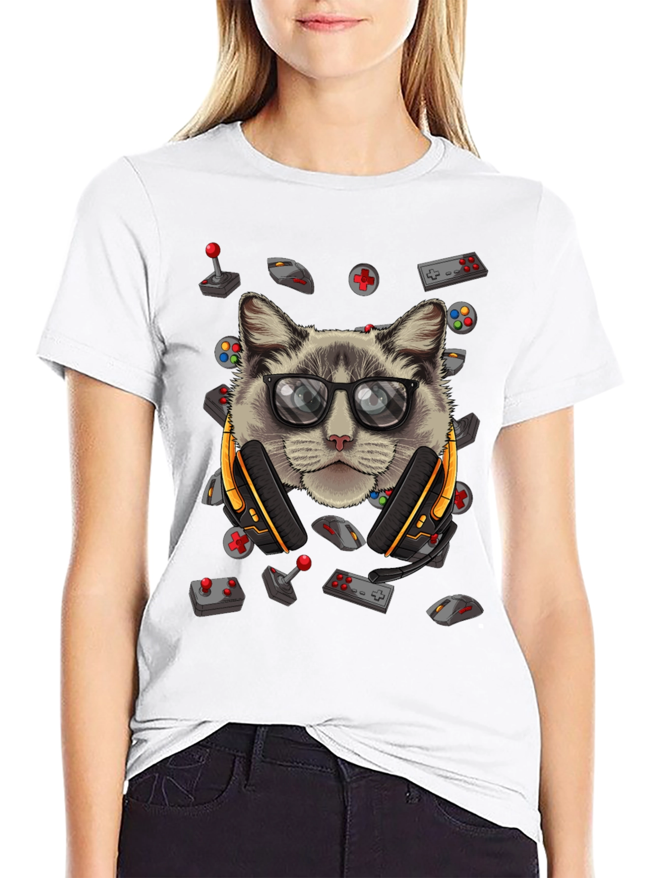 Gamer Cat T-Shirt - Cool Graphic Tee