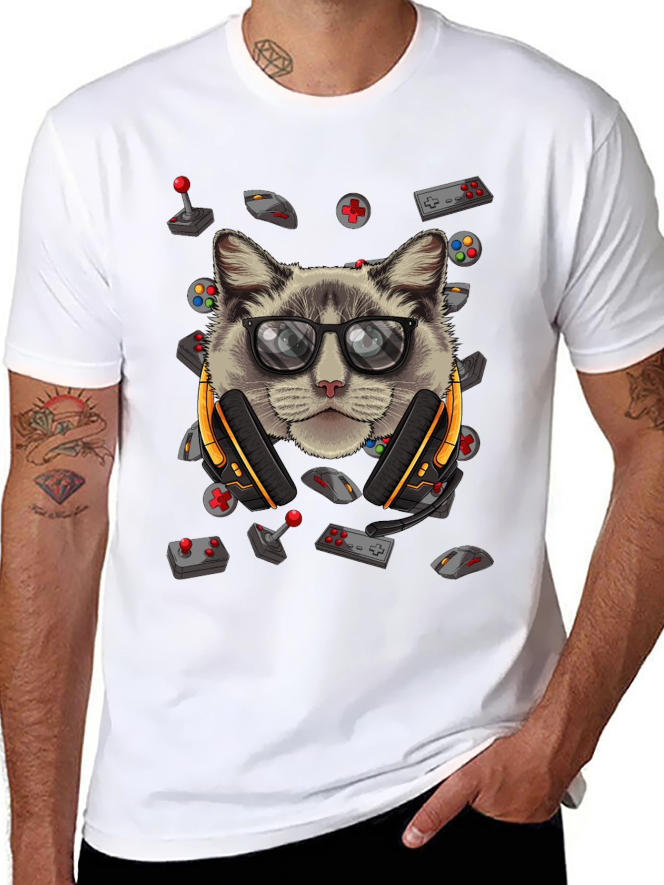 Gamer Cat T-Shirt - Cool Graphic Tee