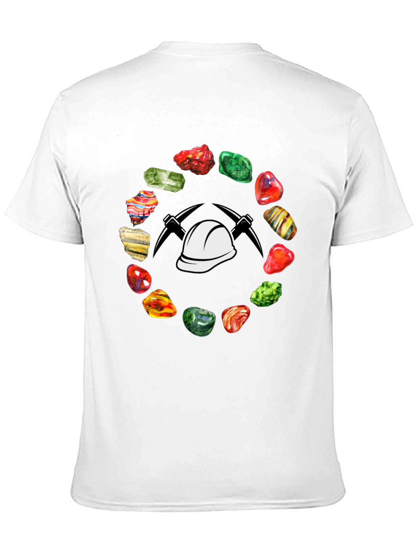 Miner T-Shirt: Gemstone Circle with Hard Hat & Pickaxes