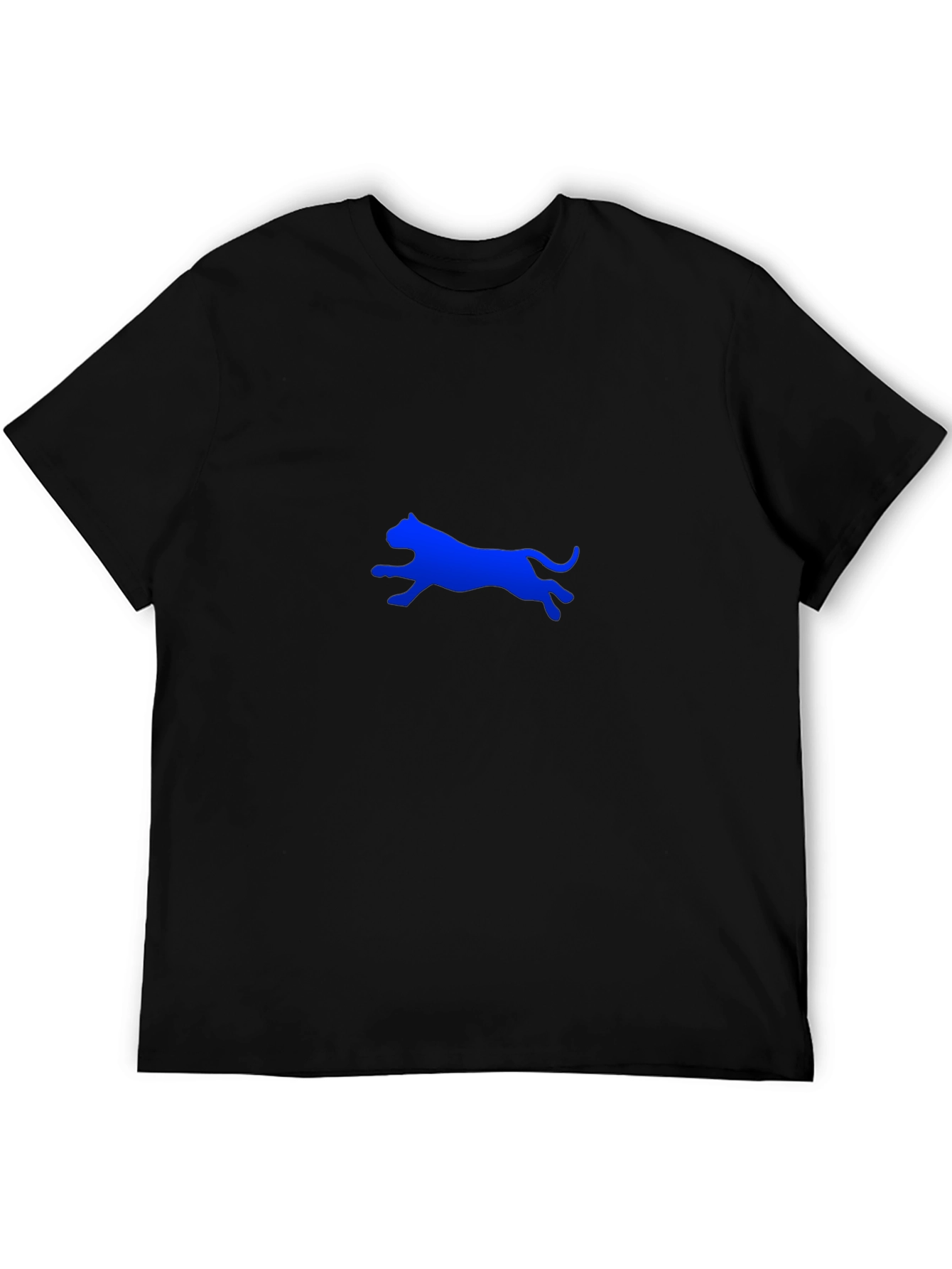 Mens Black T-Shirt with Blue Panther Design