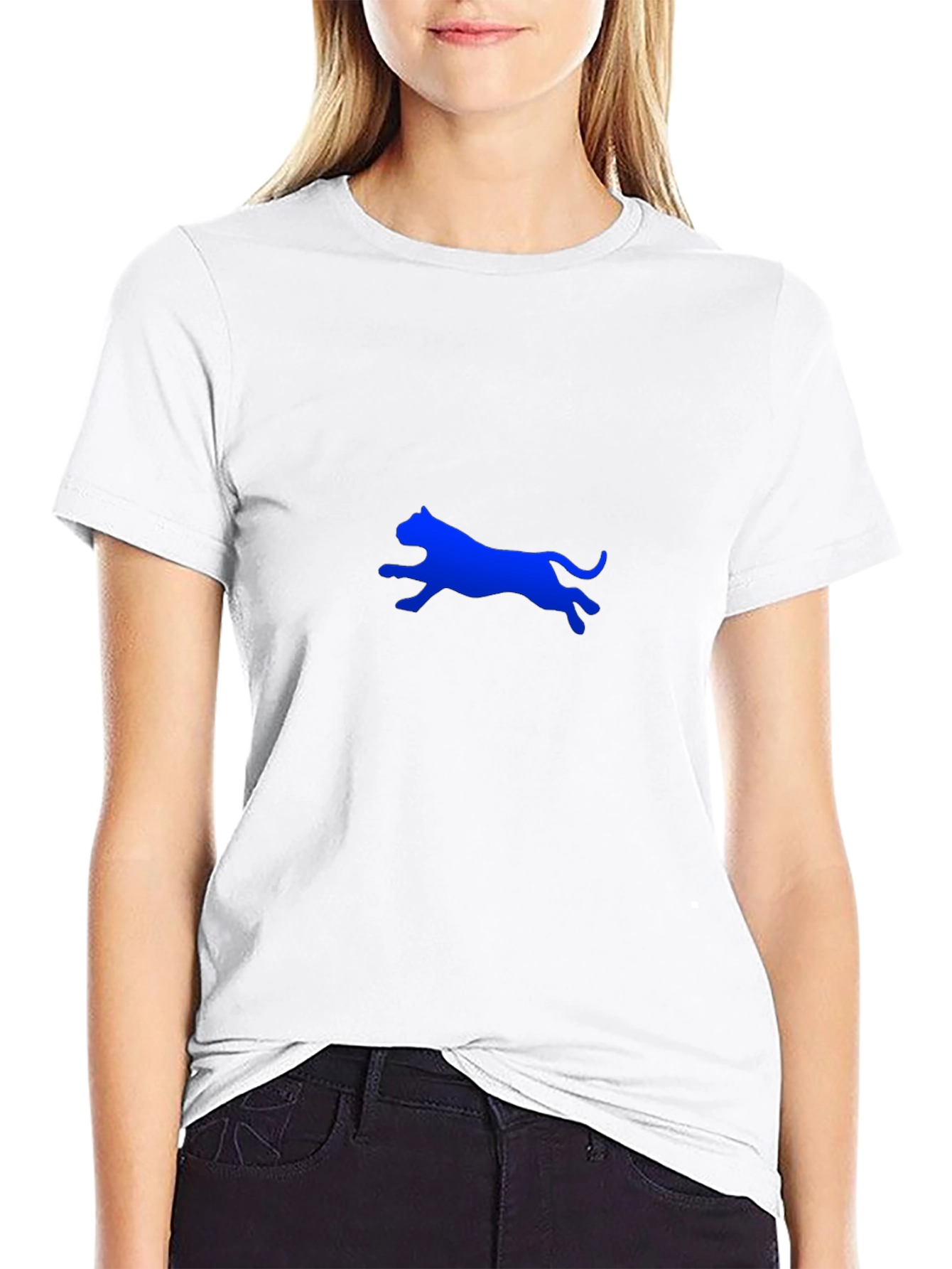 Mens Black T-Shirt with Blue Panther Design