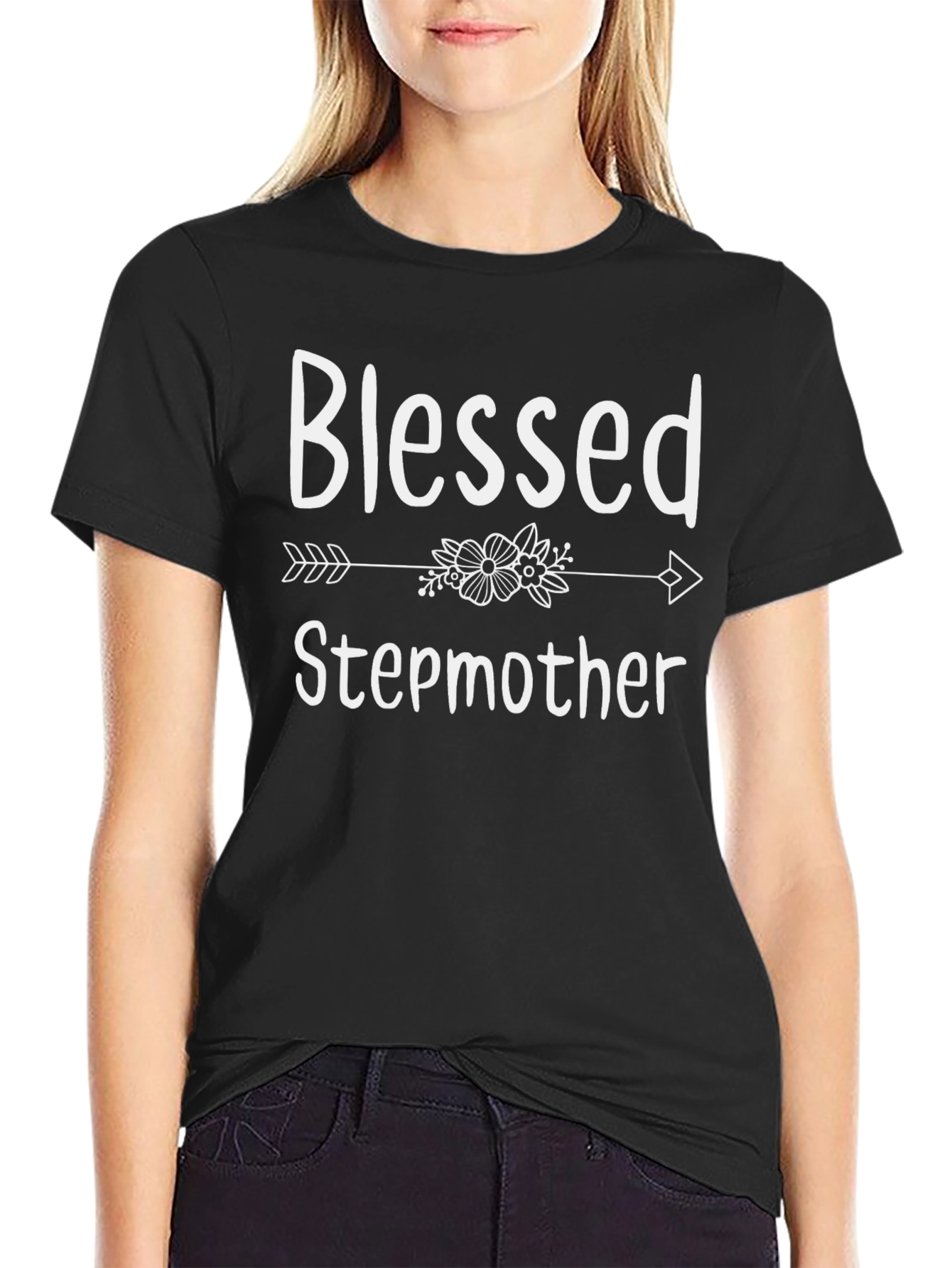 Blessed Stepmother T-Shirt - Cute Floral Arrow Design