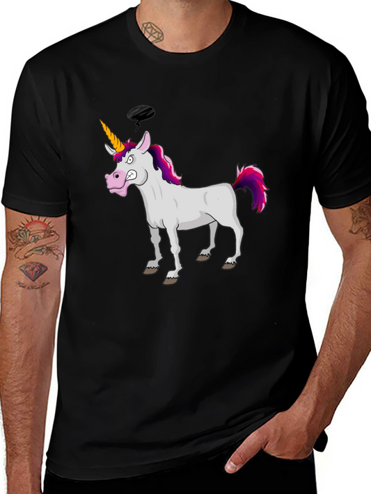 Funny Grumpy Unicorn Black Graphic T-Shirt