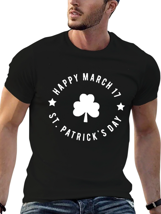 St. Patricks Day Black T-Shirt Shamrock Design