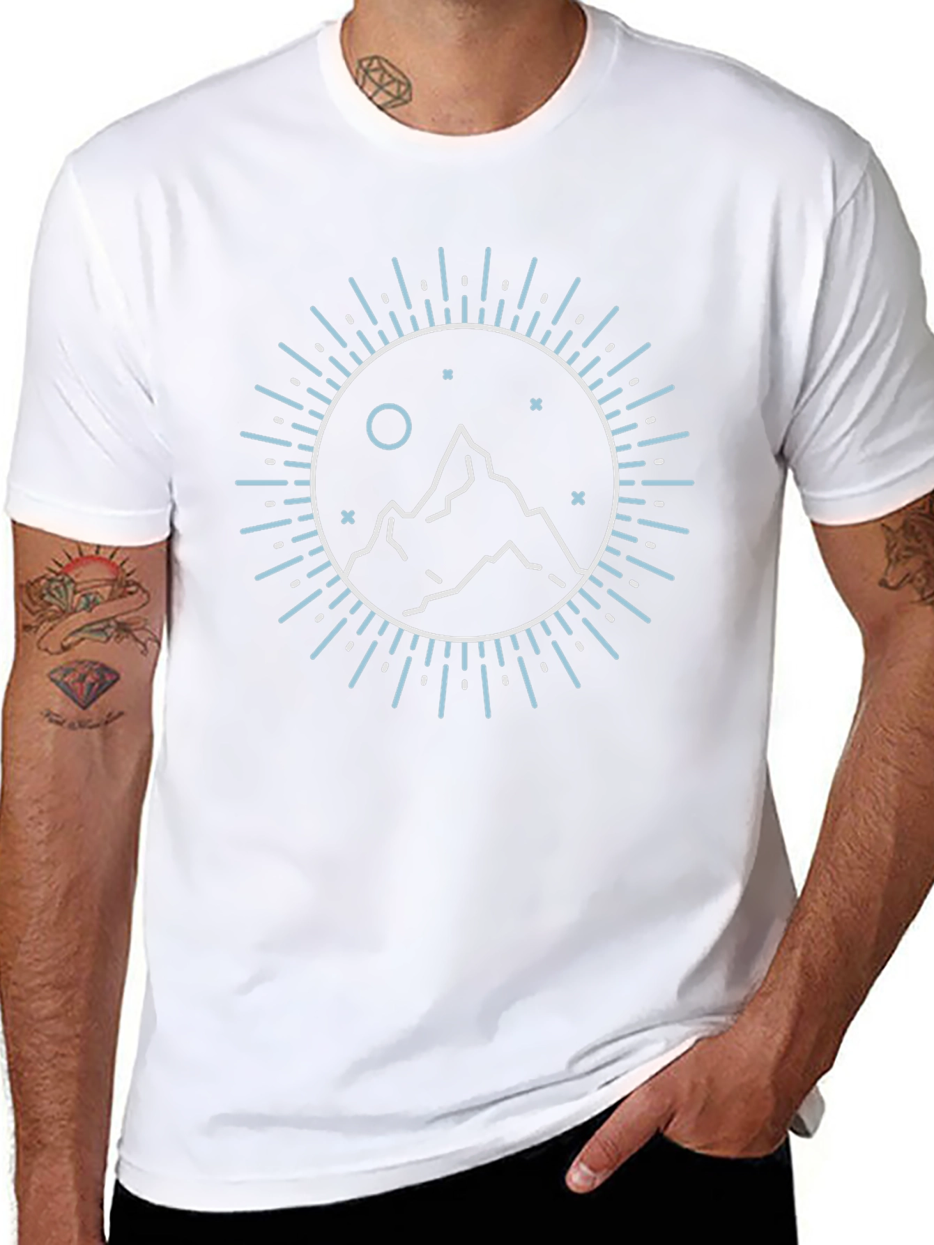 Mountain Peak Graphic Tee - Black Cotton T-Shirt