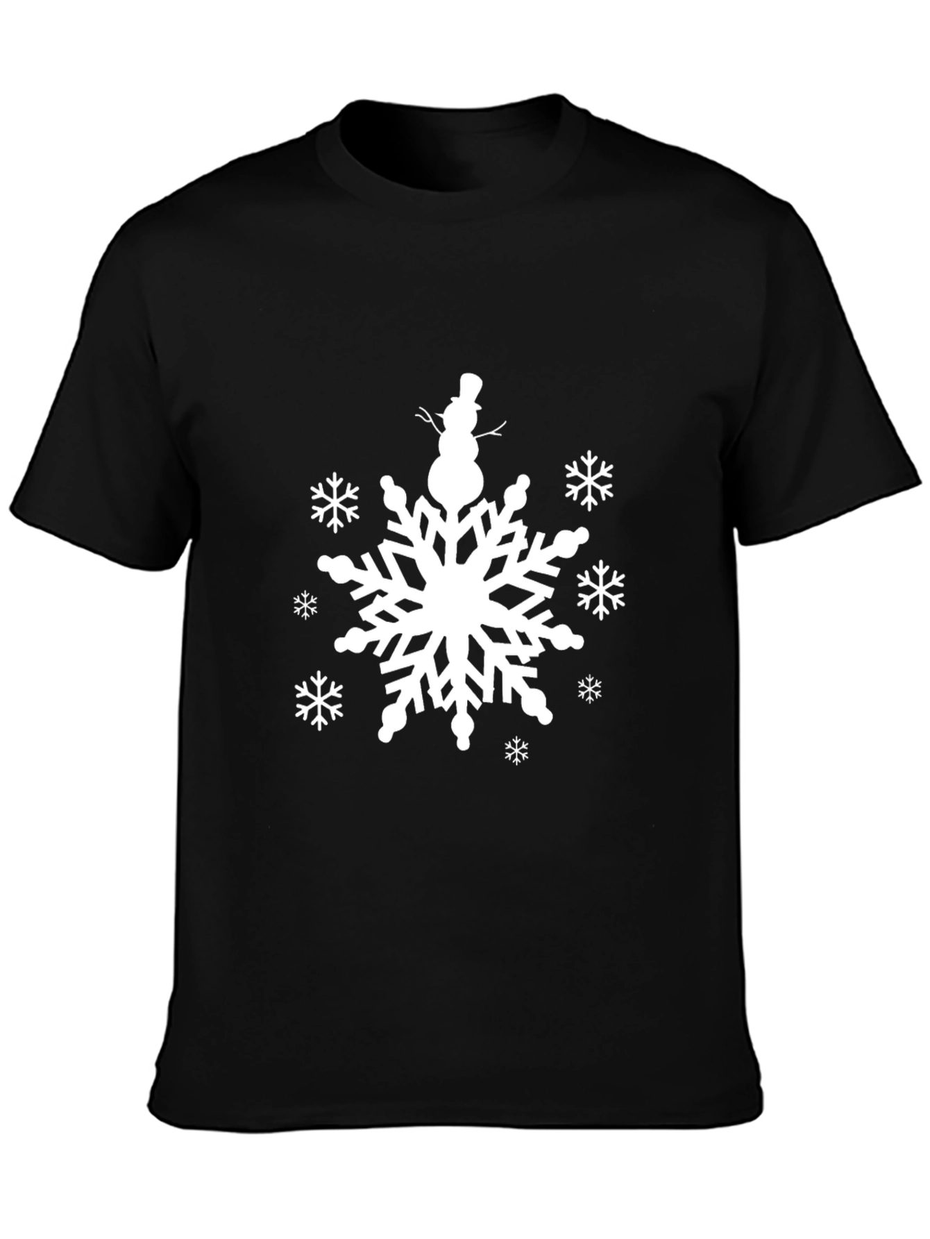 Snowflake Snowman Graphic Tee - Winter Holiday T-Shirt