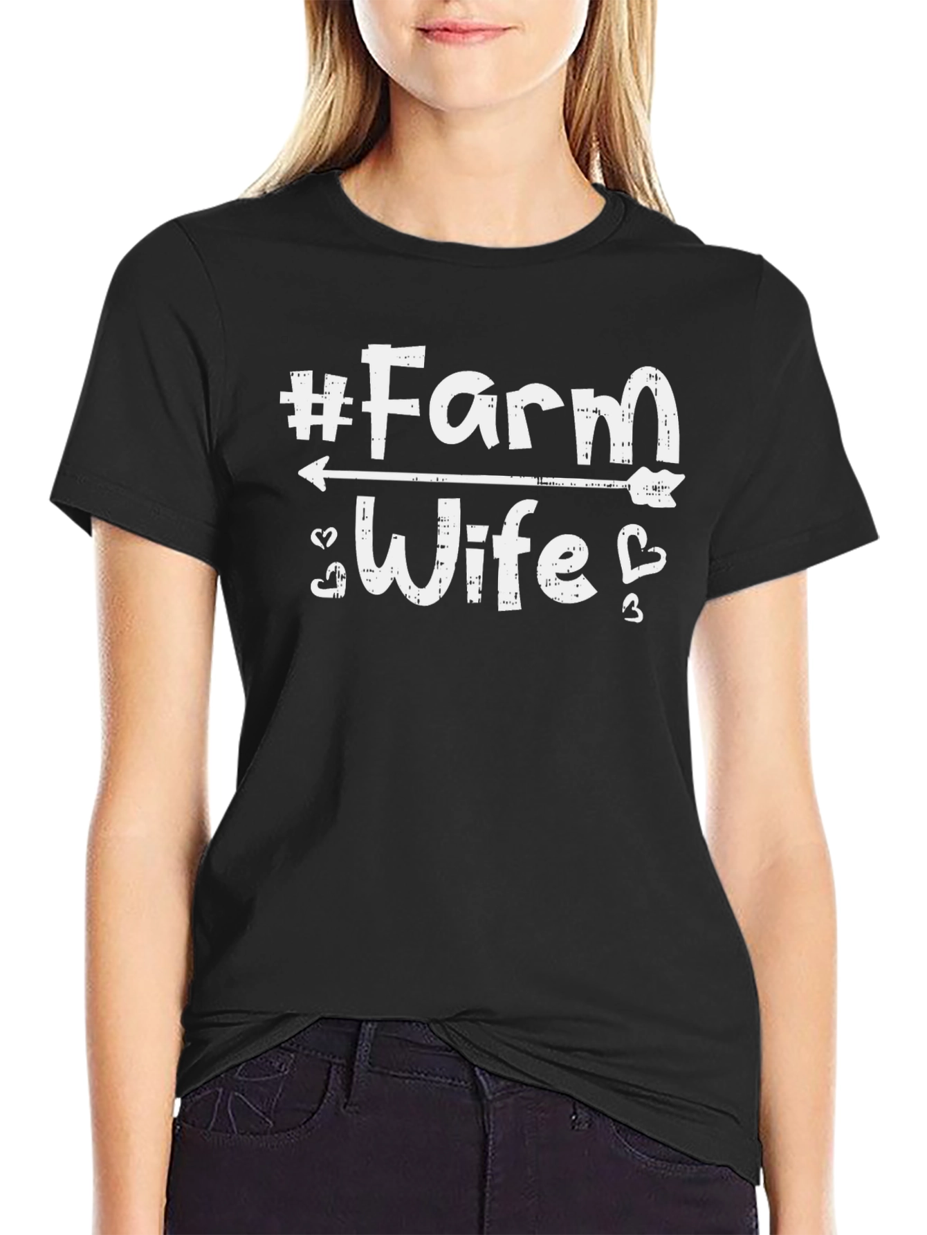#Farm Wife Graphic Tee - Black Cotton T-Shirt