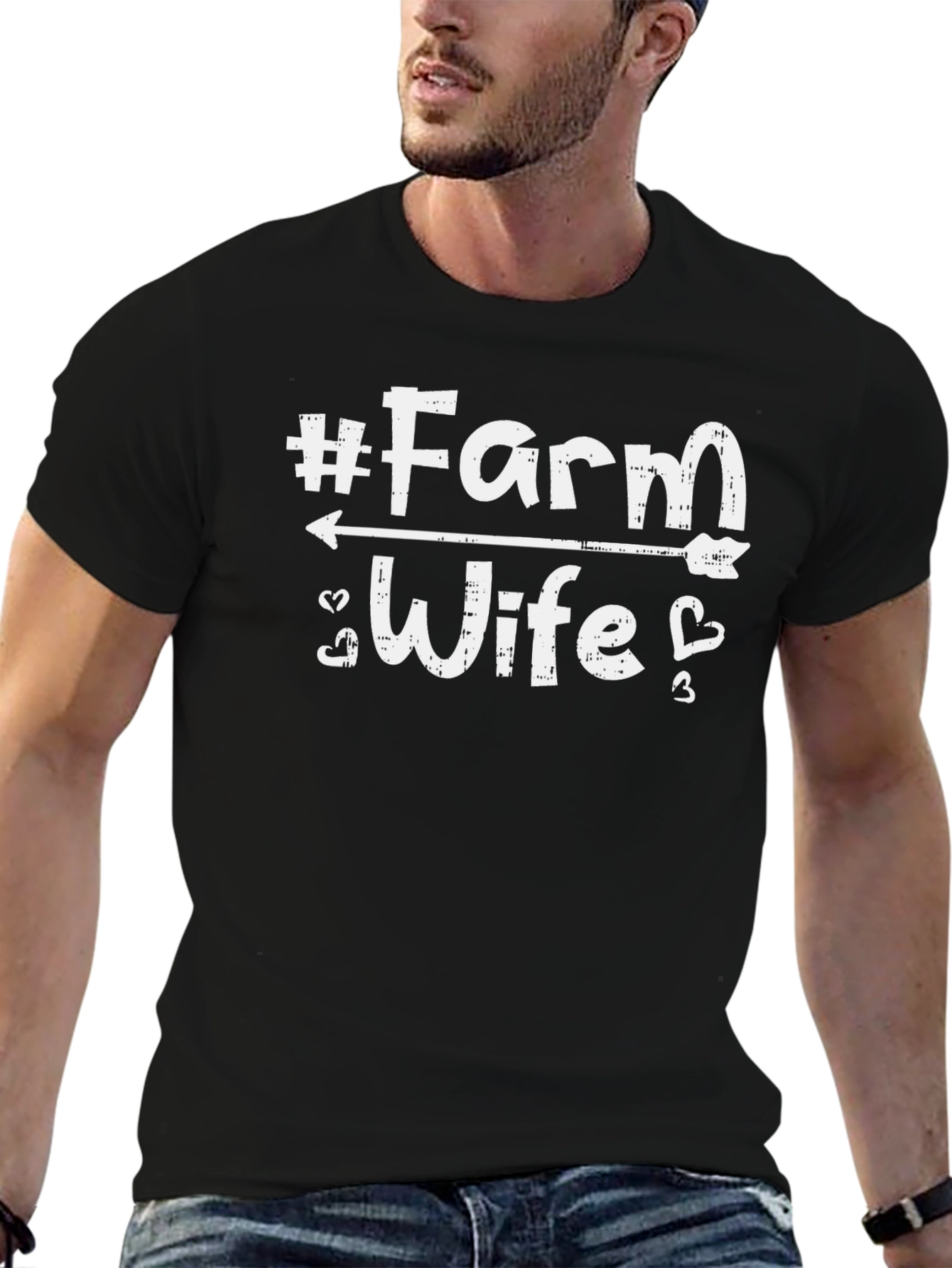 #Farm Wife Graphic Tee - Black Cotton T-Shirt