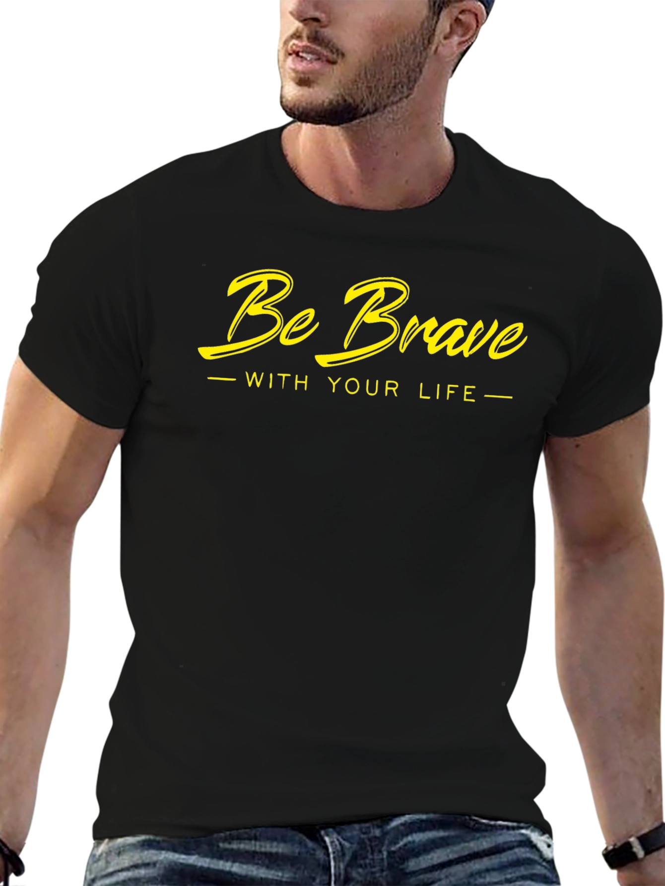 Be Brave Graphic Tee - Black Cotton T-Shirt