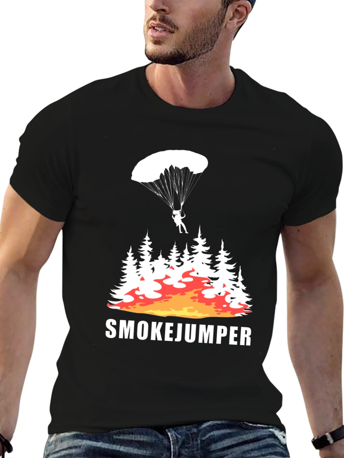 Smokejumper Graphic Tee - Forest Fire Parachute Design