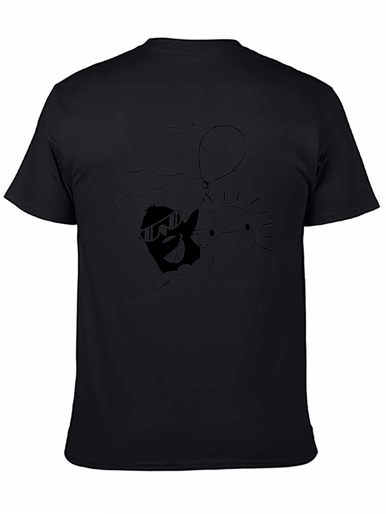 Cartoon Cloud Graphic Tee - Black
