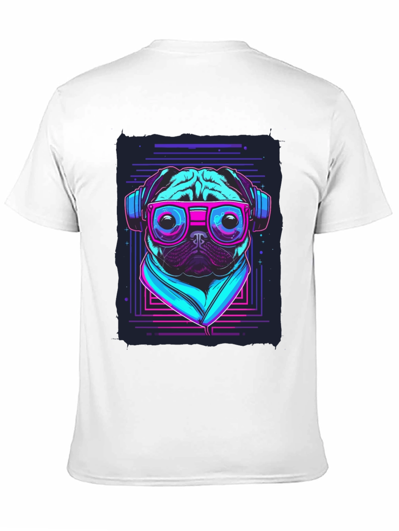 Retro Pug T-Shirt - Music Lover Style