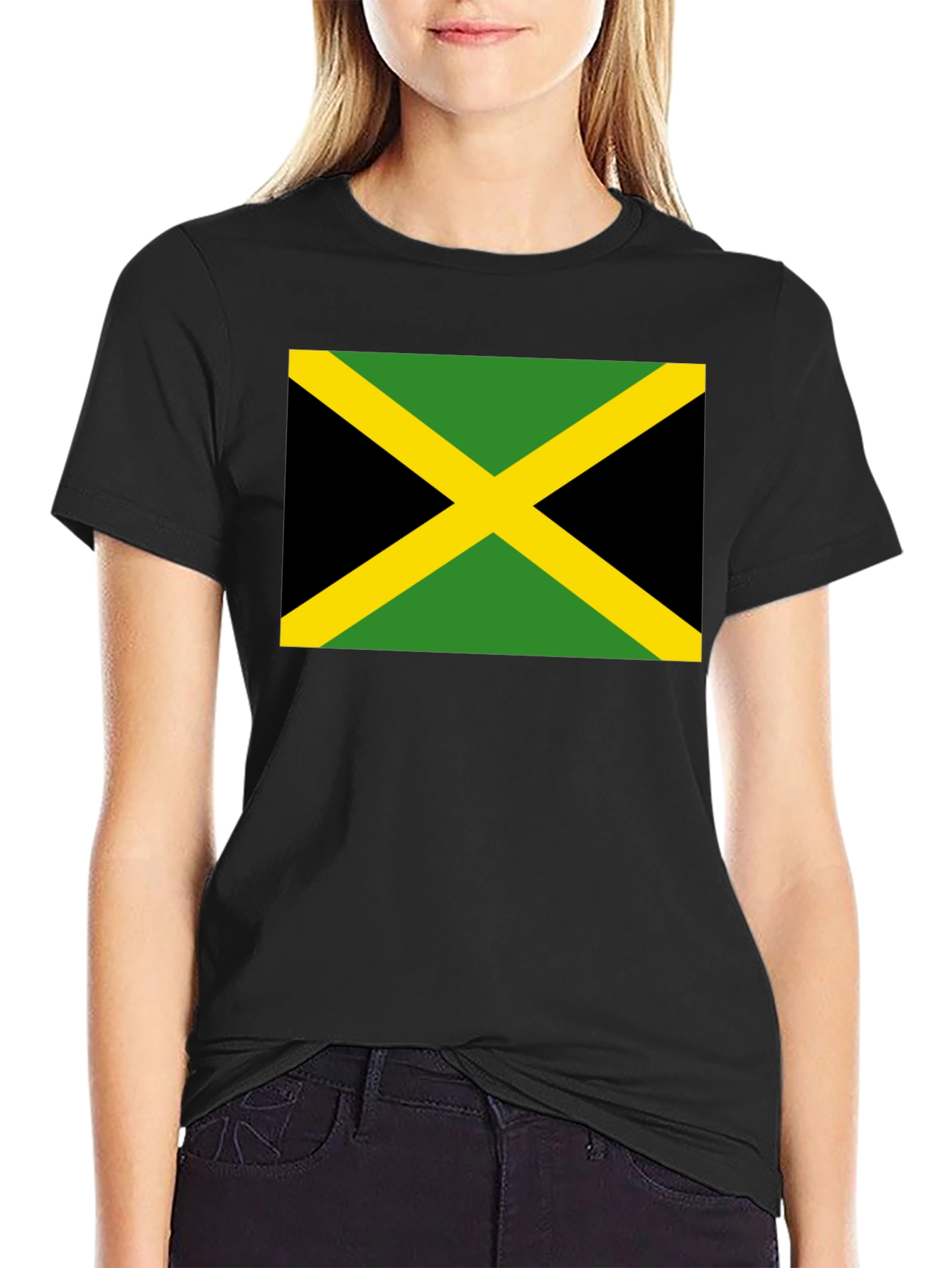 Jamaica Flag T-Shirt - Black Cotton Tee