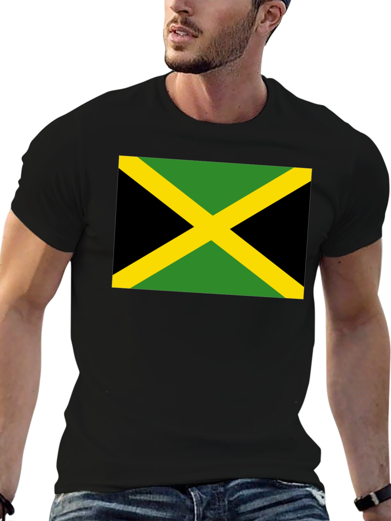 Jamaica Flag T-Shirt - Black Cotton Tee