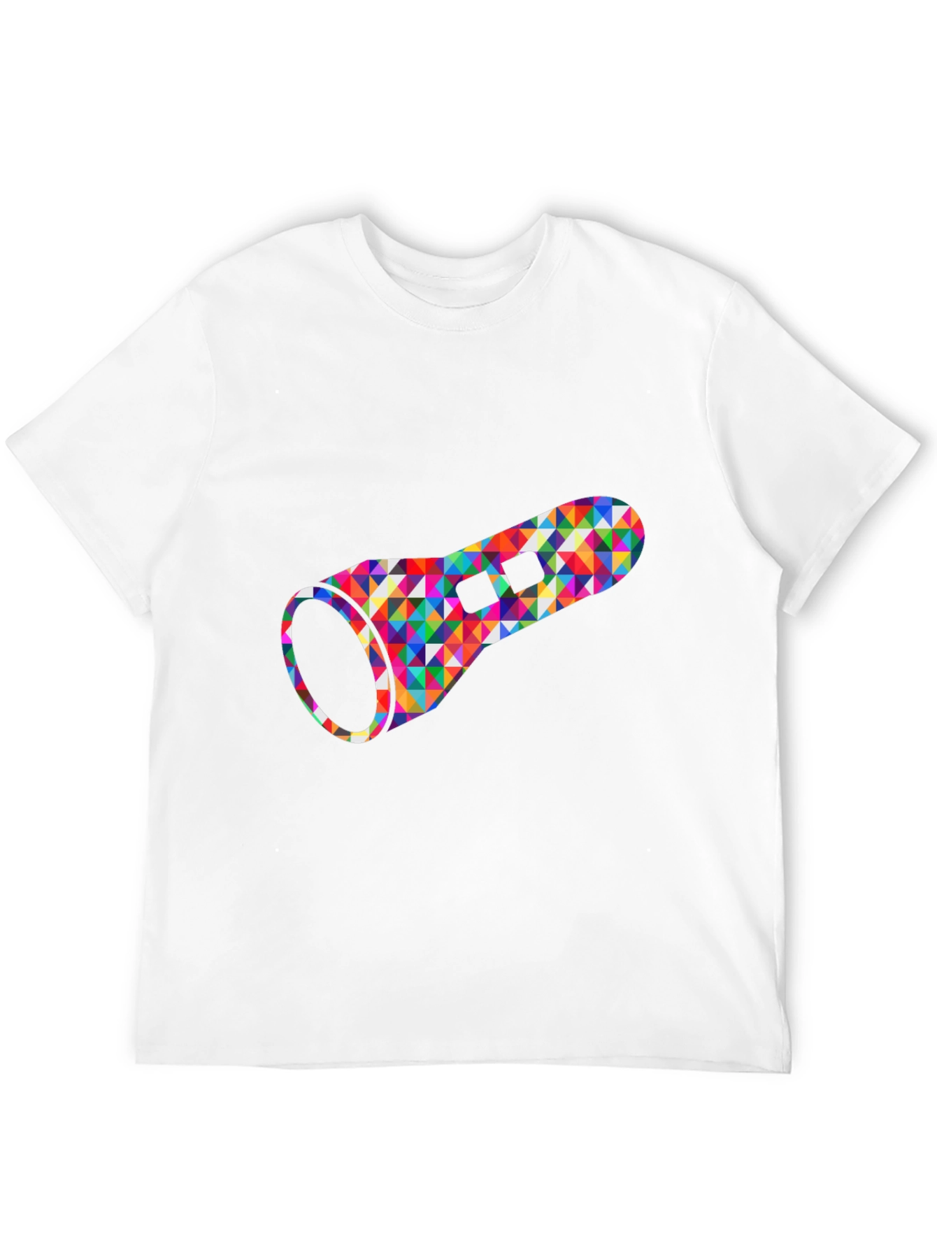 Geometric Flashlight Graphic Tee - Black Cotton Casual Shirt