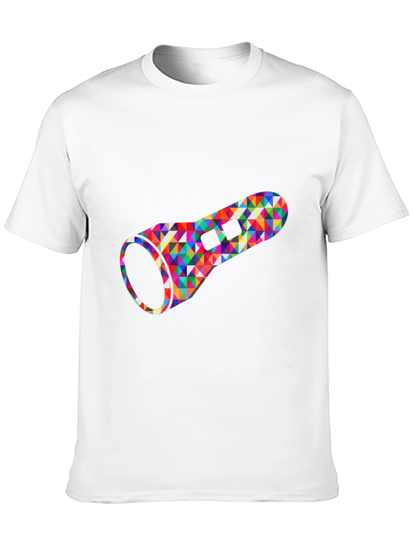 Geometric Flashlight Graphic Tee - Black Cotton Casual Shirt