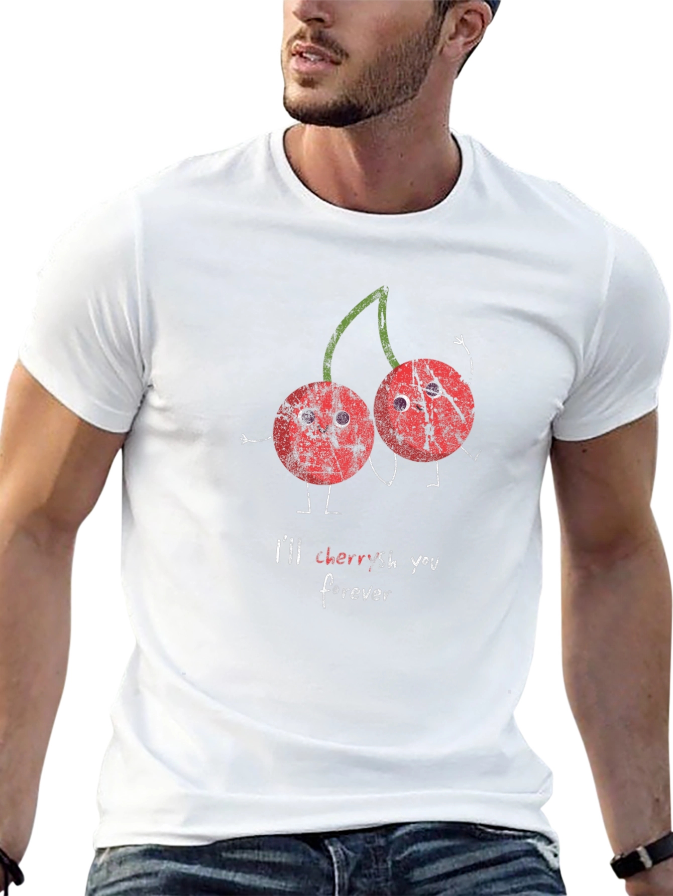 Cherries Ill Cherish You Forever Black Graphic T-Shirt