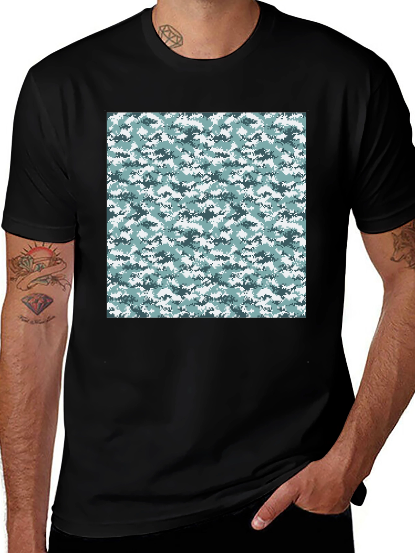 Urban Camo T-Shirt - Black Cotton Tee