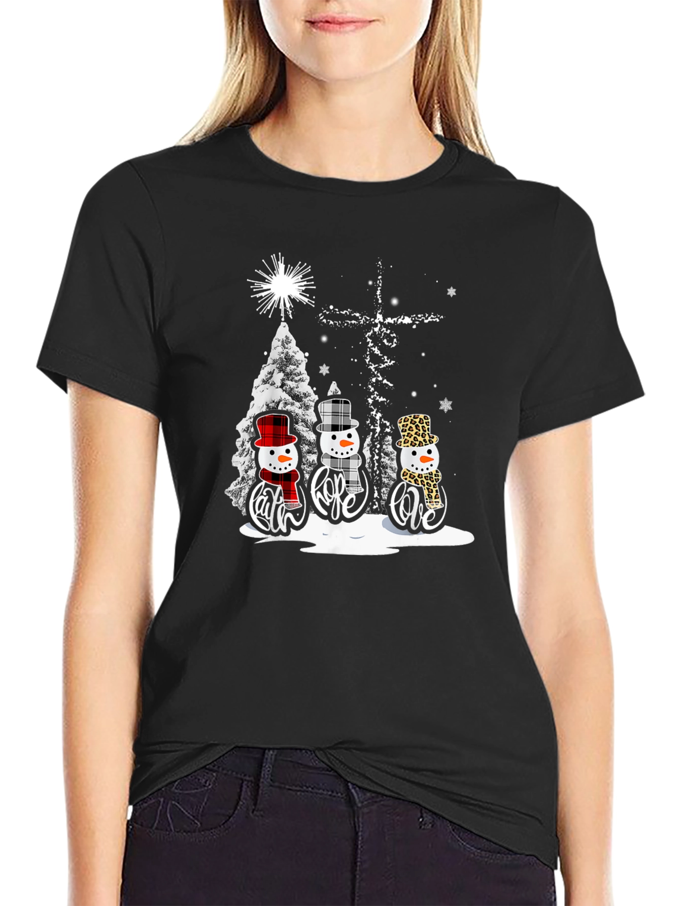 Faith Hope Love Snowmen Christmas T-Shirt