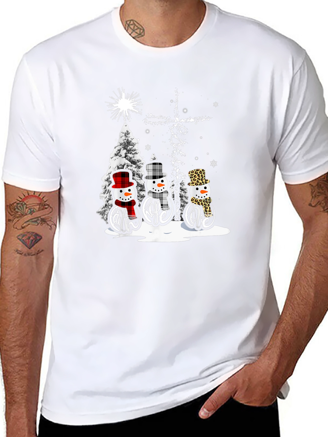 Faith Hope Love Snowmen Christmas T-Shirt