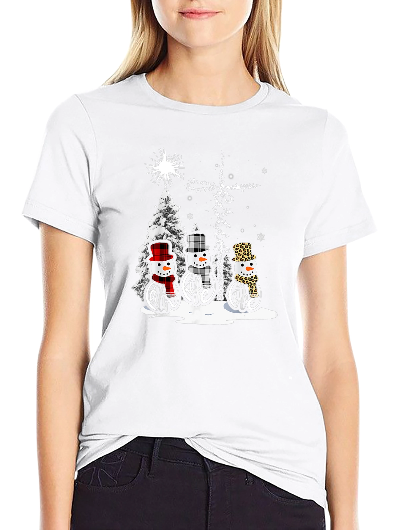 Faith Hope Love Snowmen Christmas T-Shirt