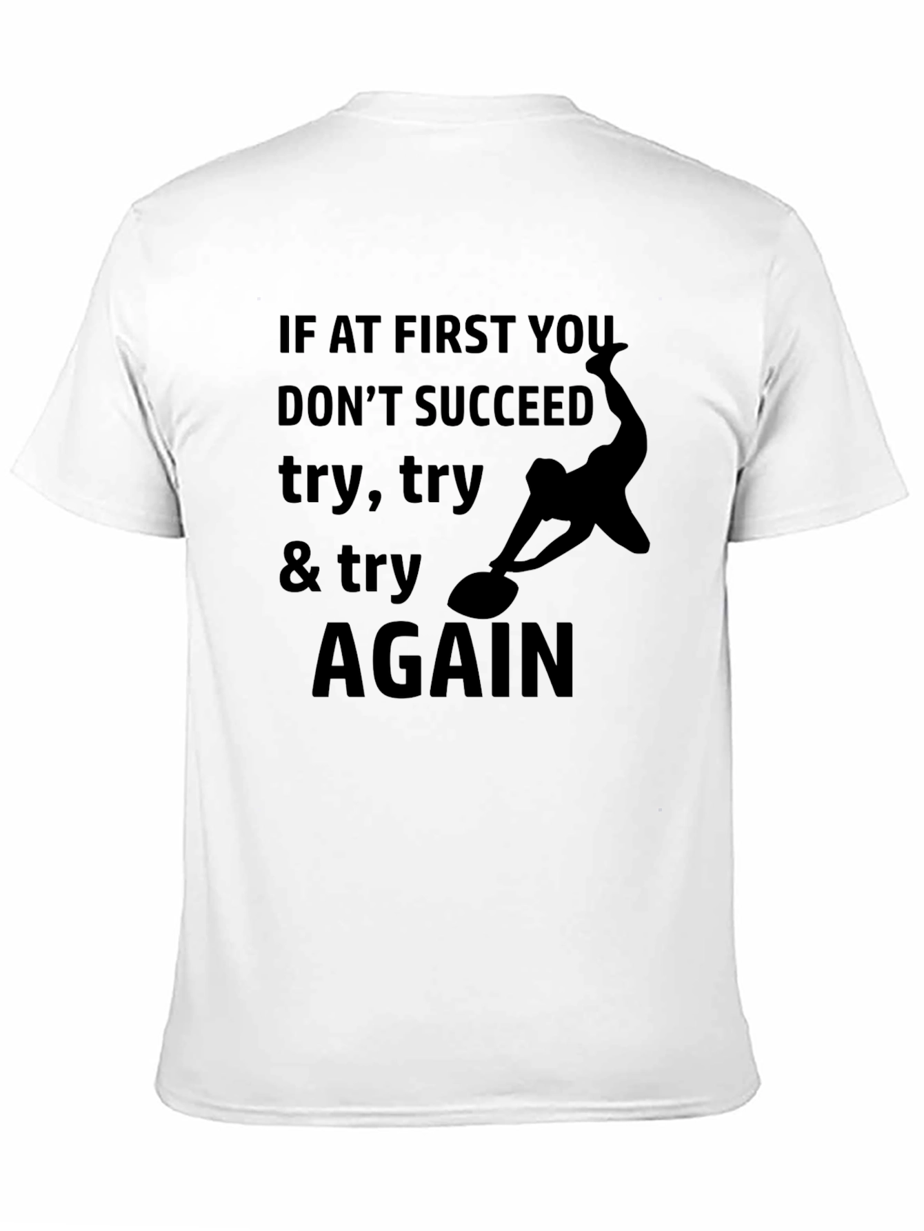 Try Again Black Graphic Tee - Inspirational Print