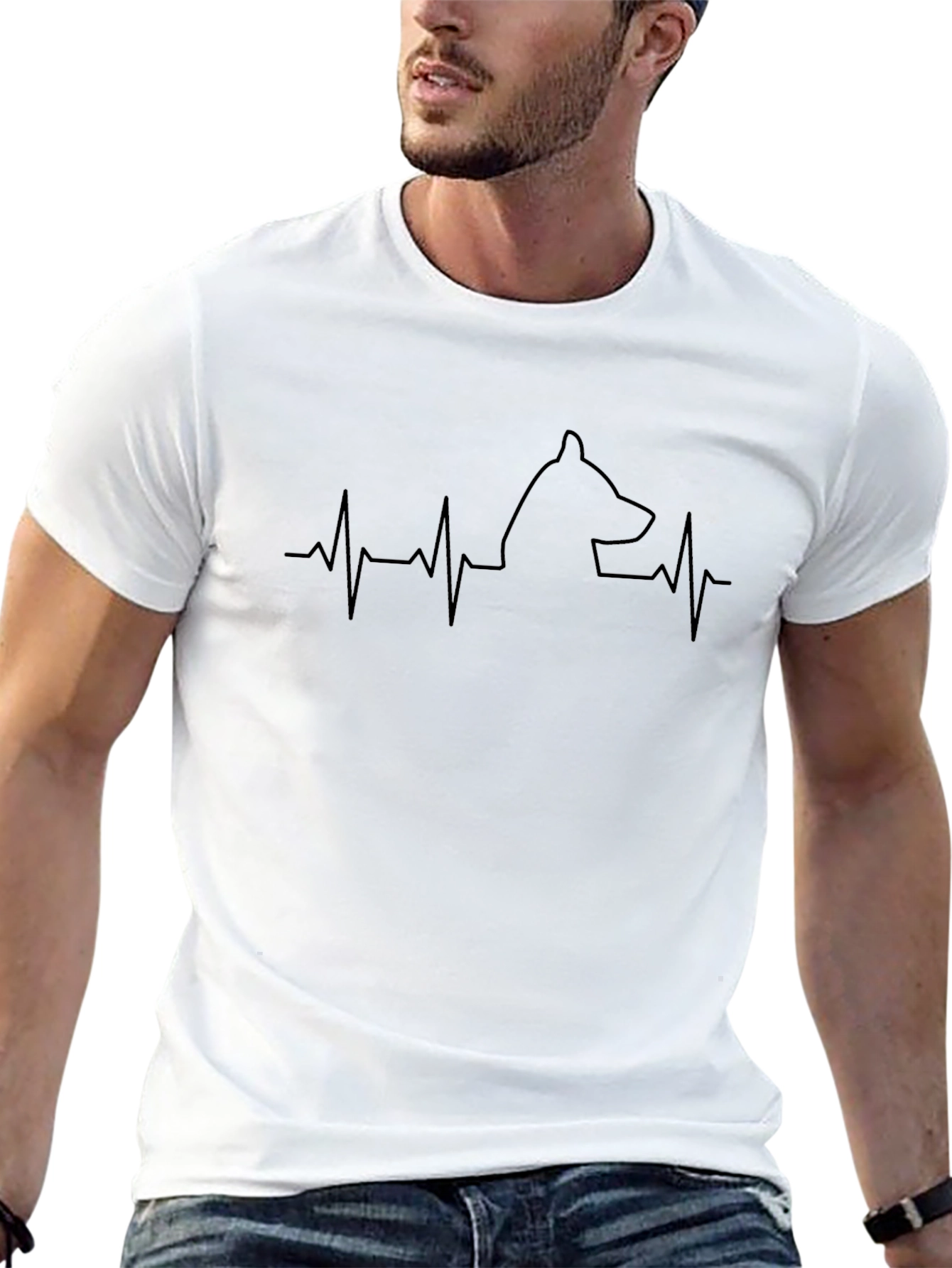 Dog Heartbeat T-Shirt - Mens Black Tee