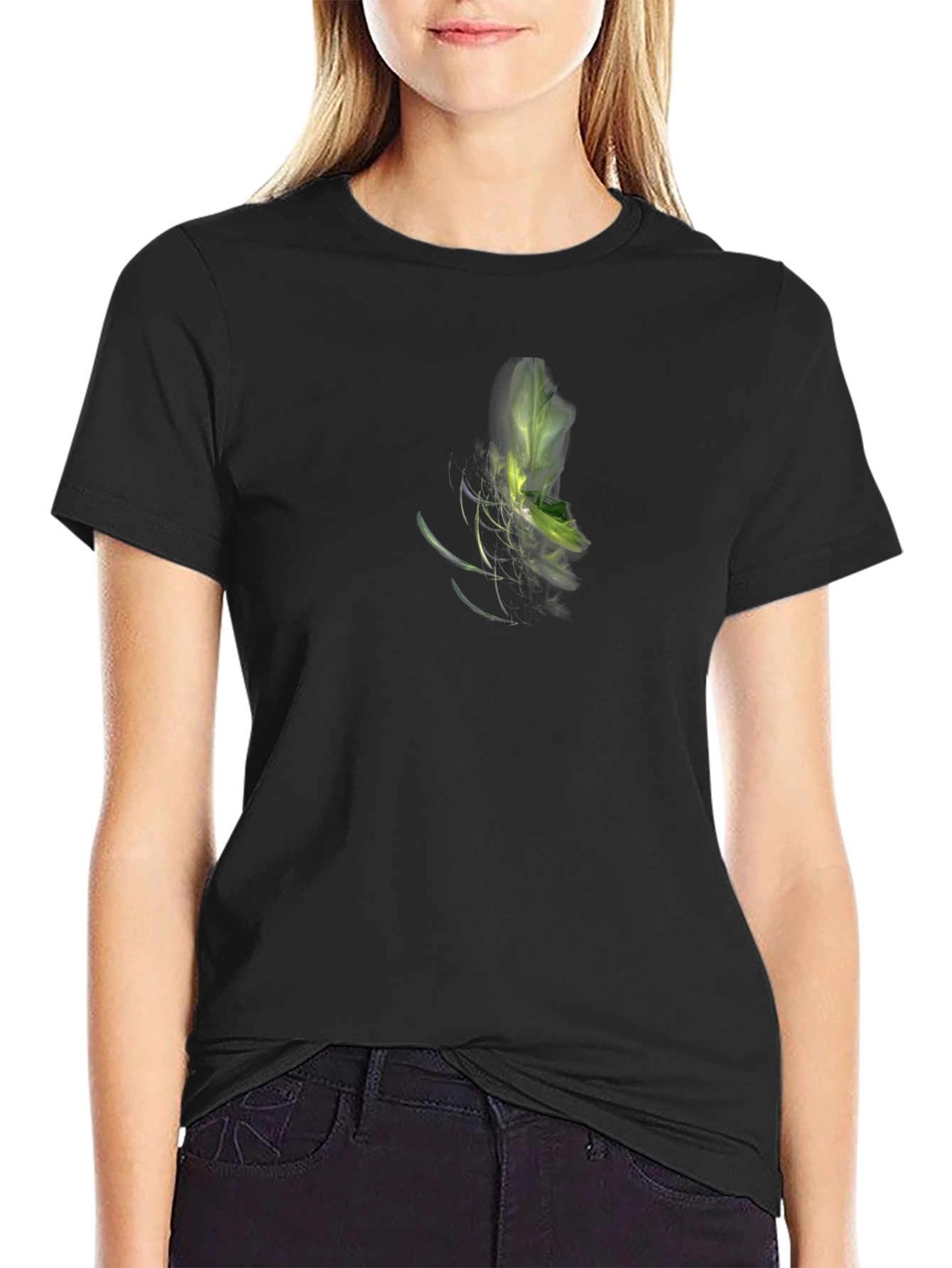 Modern Abstract Graphic Print Black T-Shirt