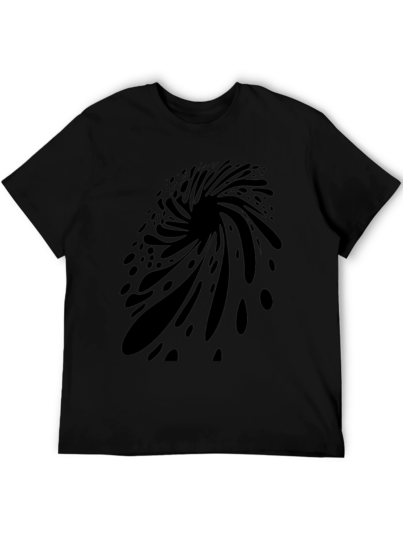 Abstract Vortex Graphic Black T-Shirt for Men