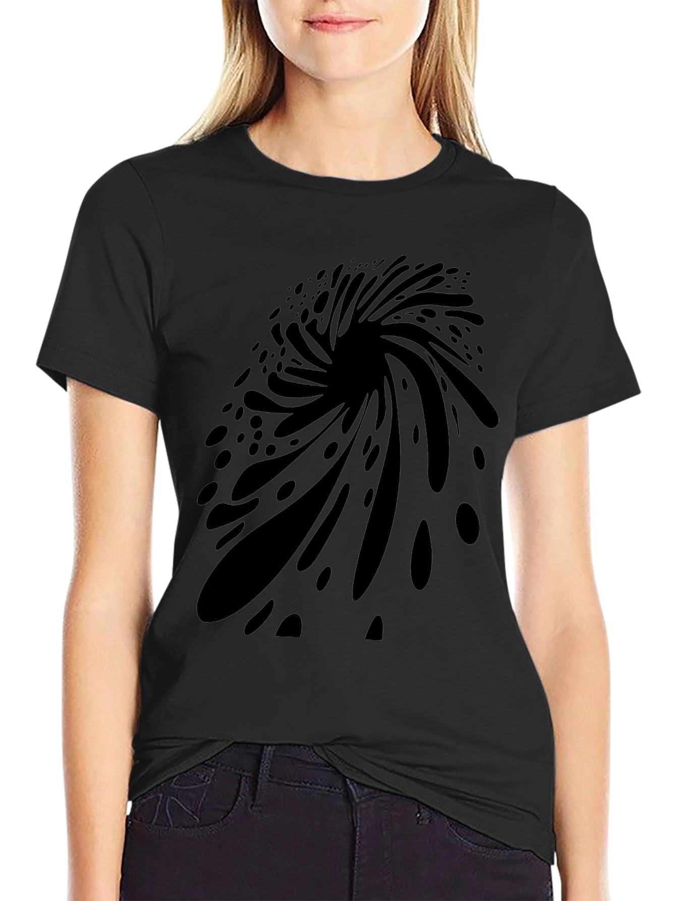 Abstract Vortex Graphic Black T-Shirt for Men
