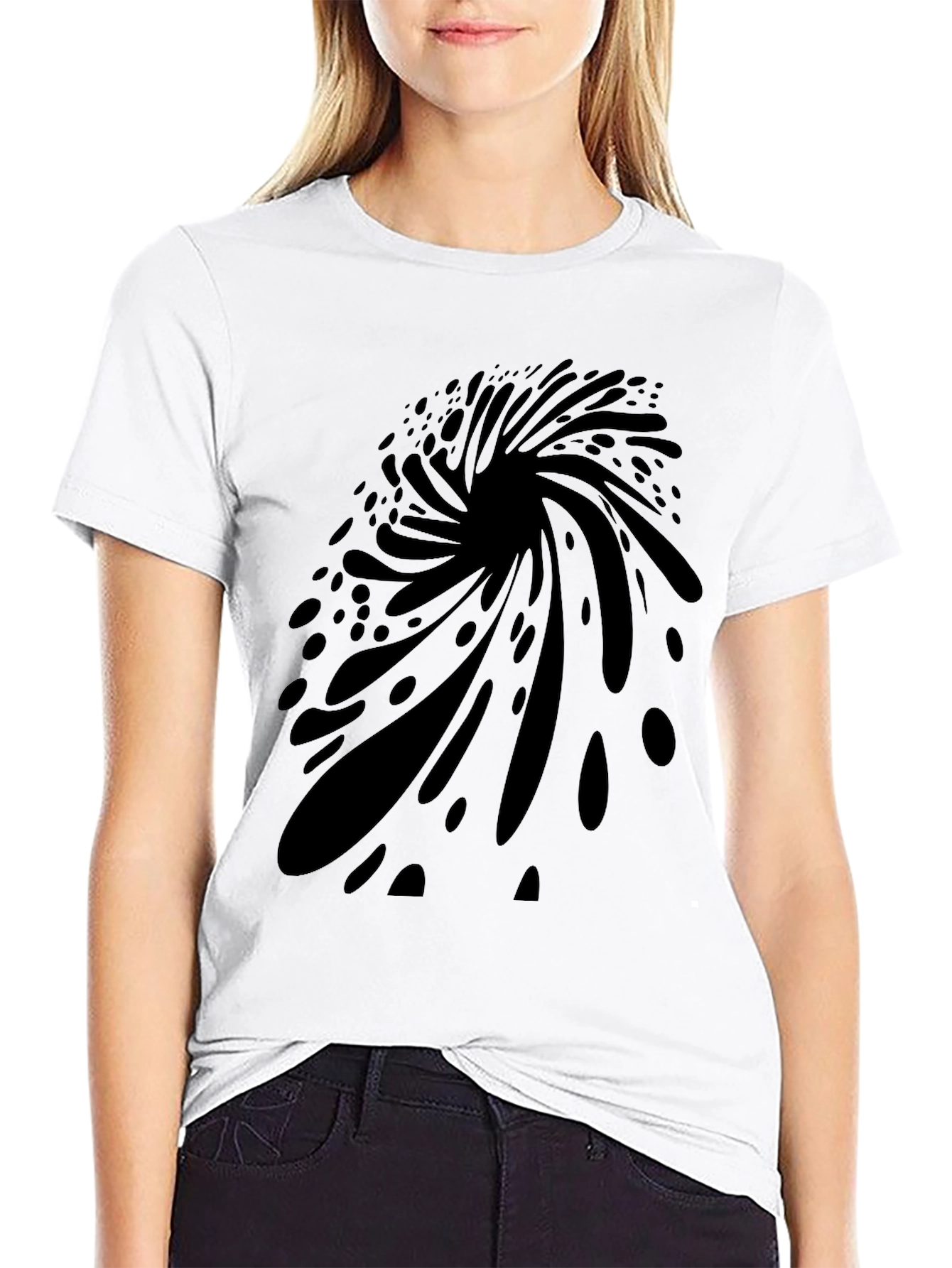 Abstract Vortex Graphic Black T-Shirt for Men