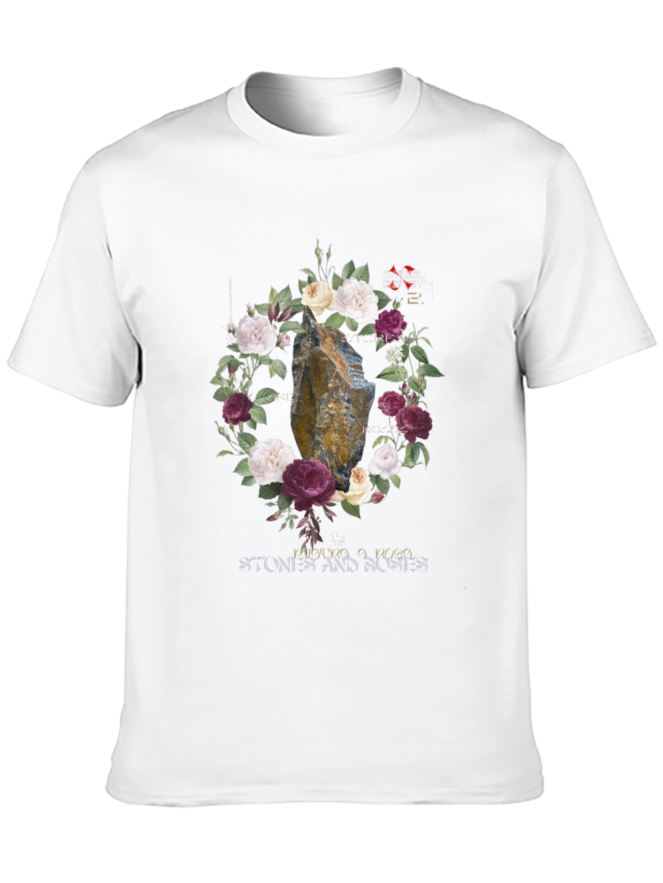 Stone Roses Graphic Tee - Floral Rock Design