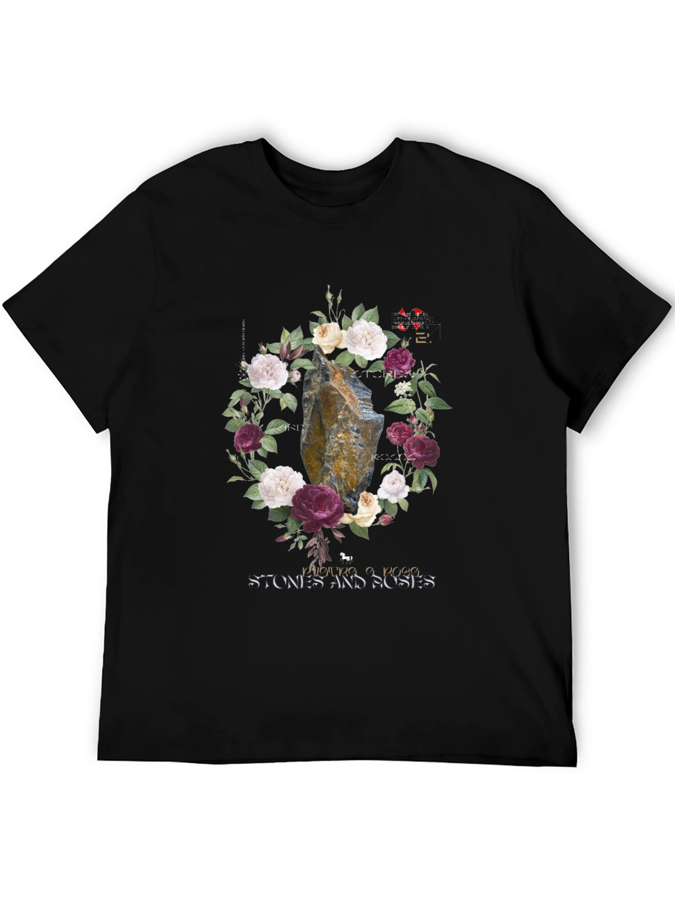 Stone Roses Graphic Tee - Floral Rock Design