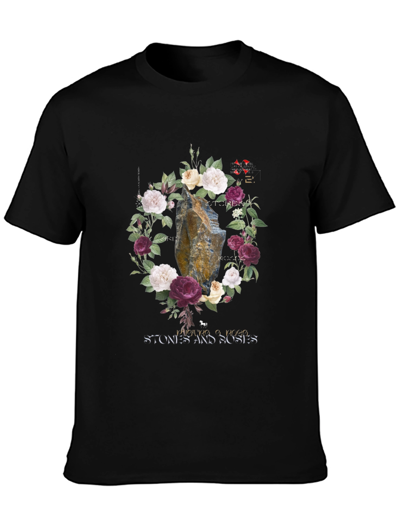 Stone Roses Graphic Tee - Floral Rock Design