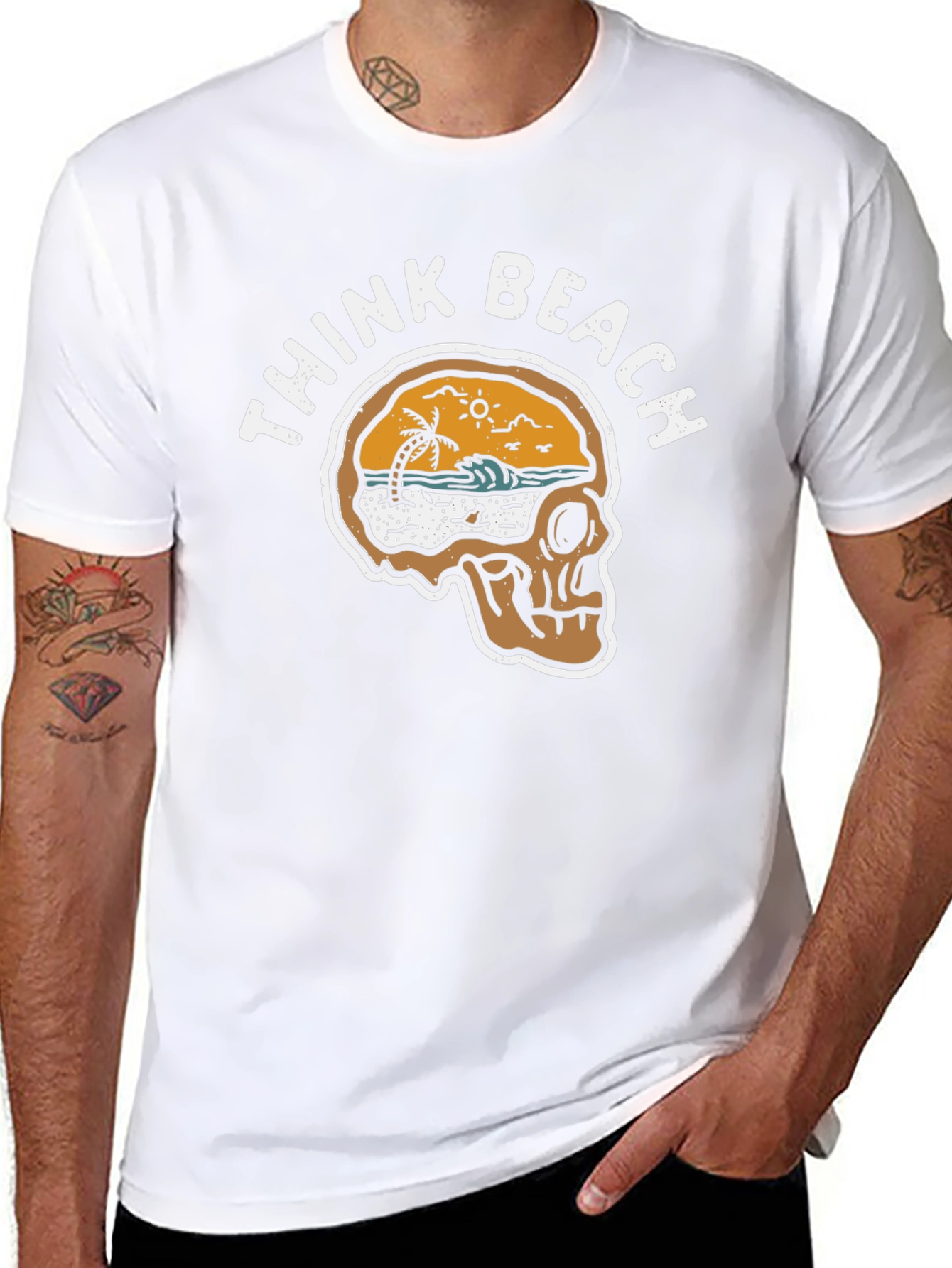 Think Beach Skull Graphic T-Shirt - Black