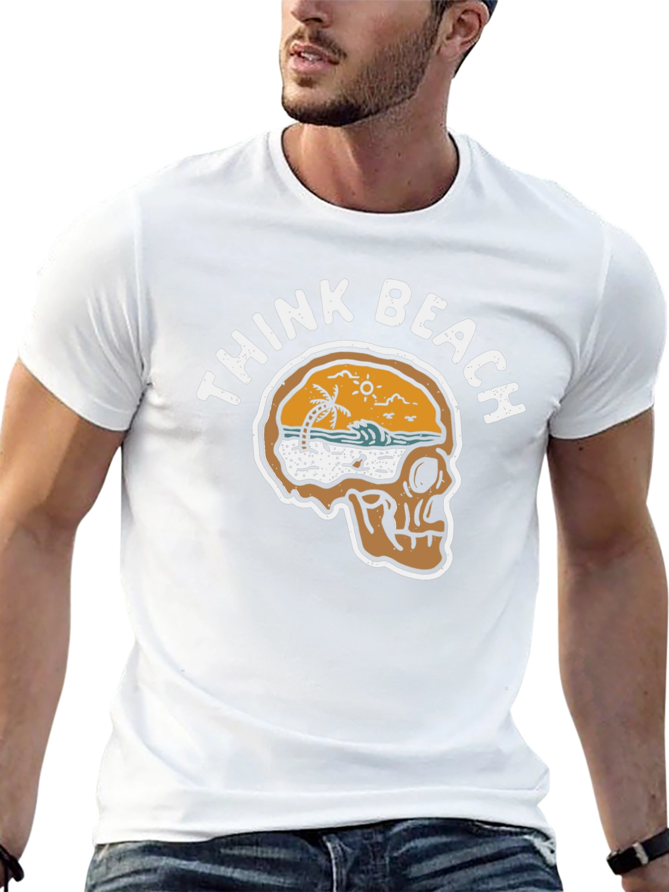Think Beach Skull Graphic T-Shirt - Black