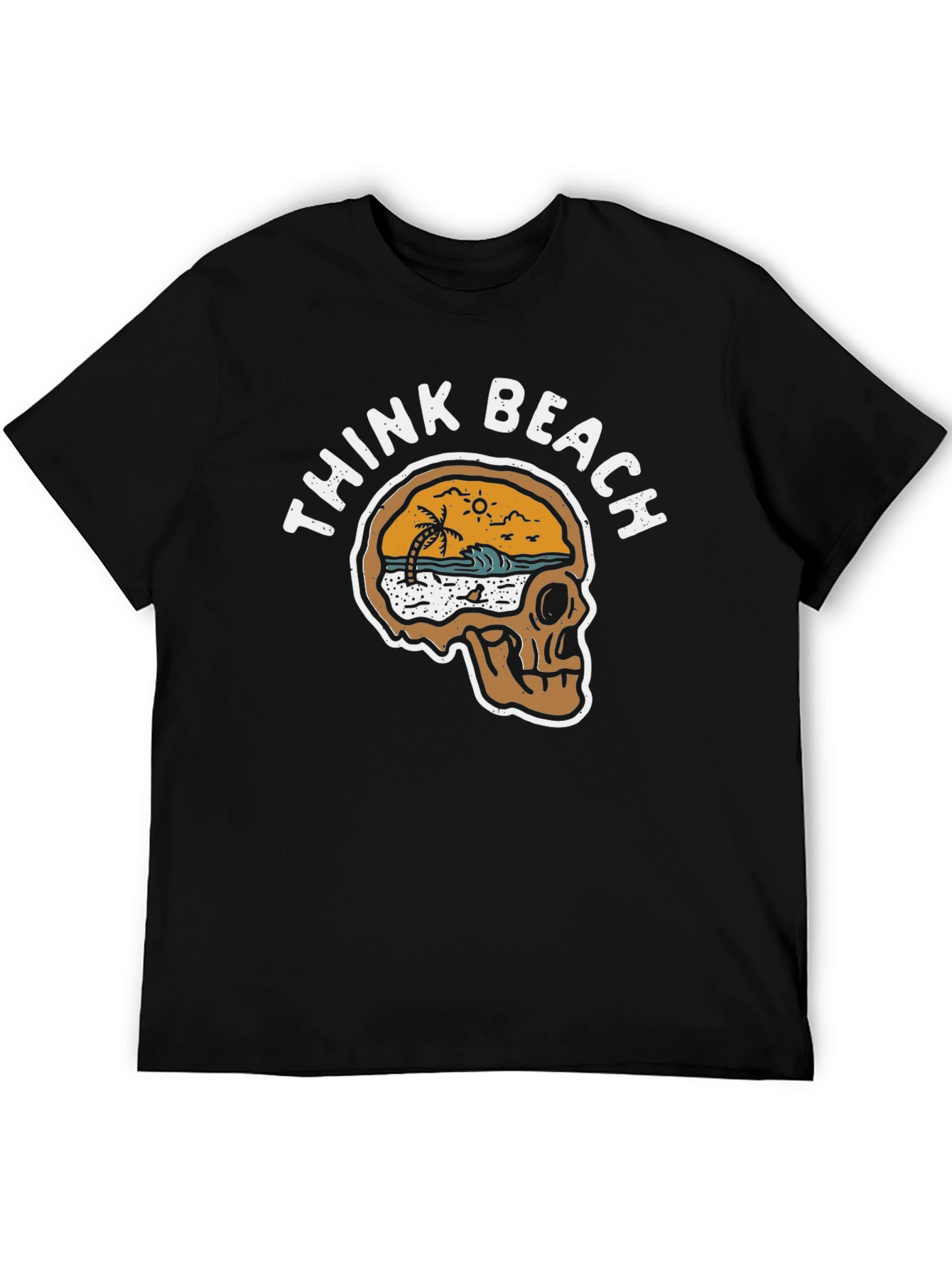 Think Beach Skull Graphic T-Shirt - Black