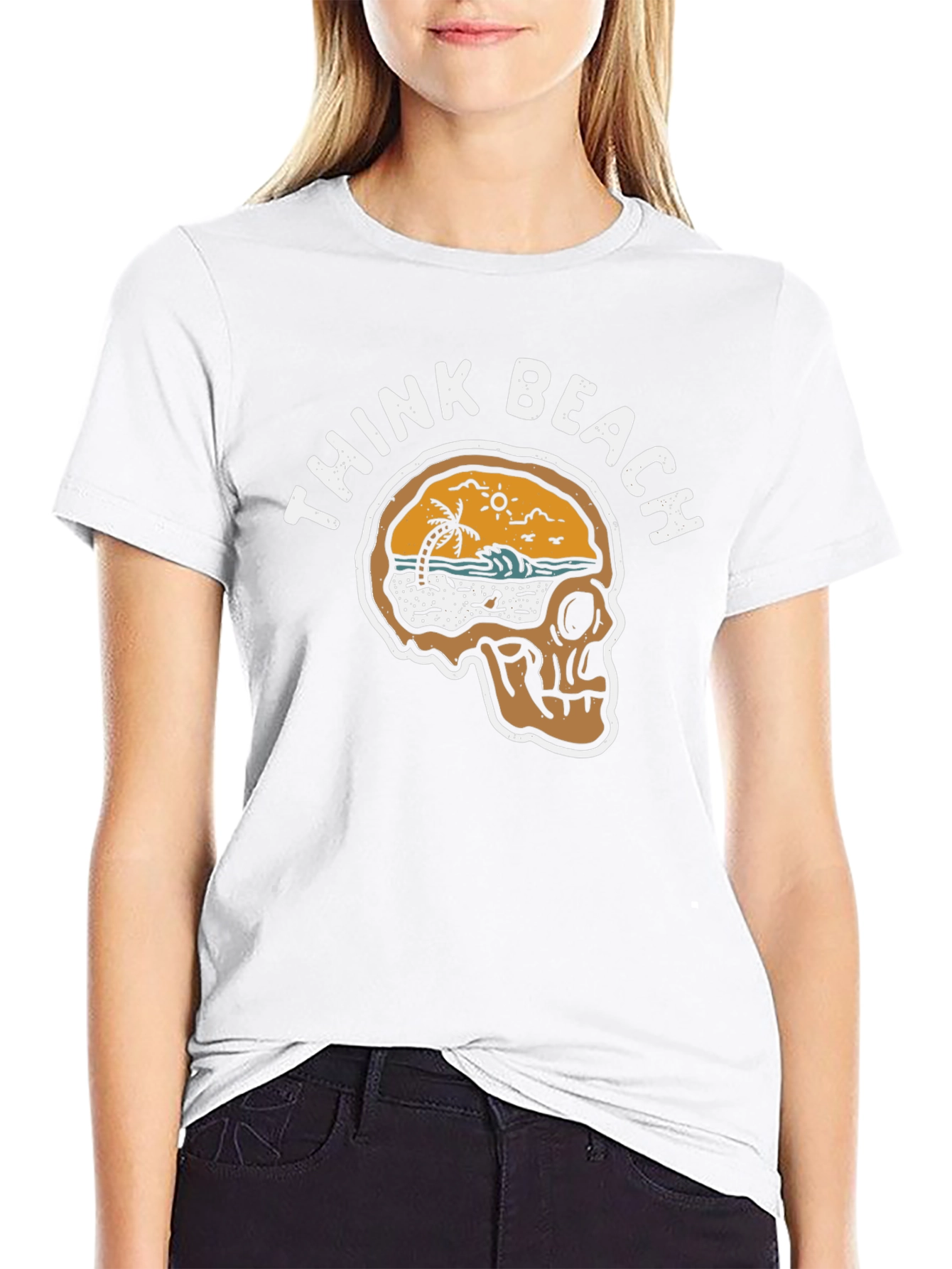 Think Beach Skull Graphic T-Shirt - Black