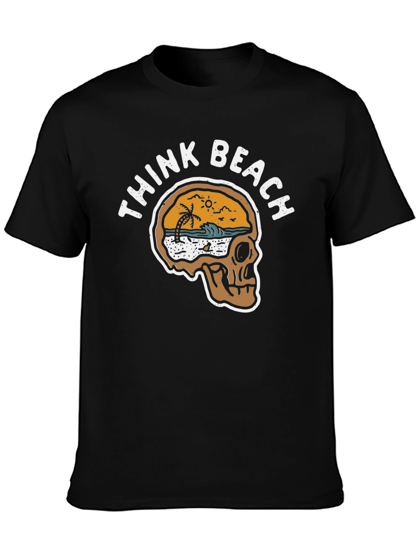 Think Beach Skull Graphic T-Shirt - Black