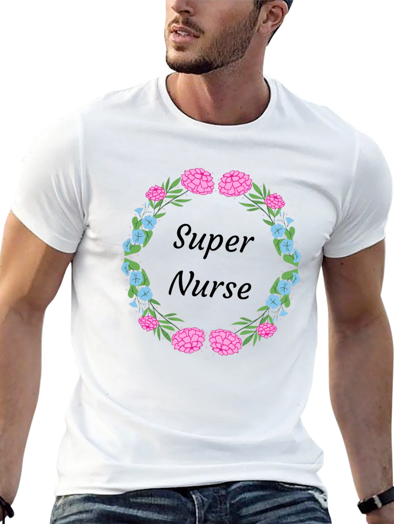 Super Nurse Floral Wreath T-Shirt
