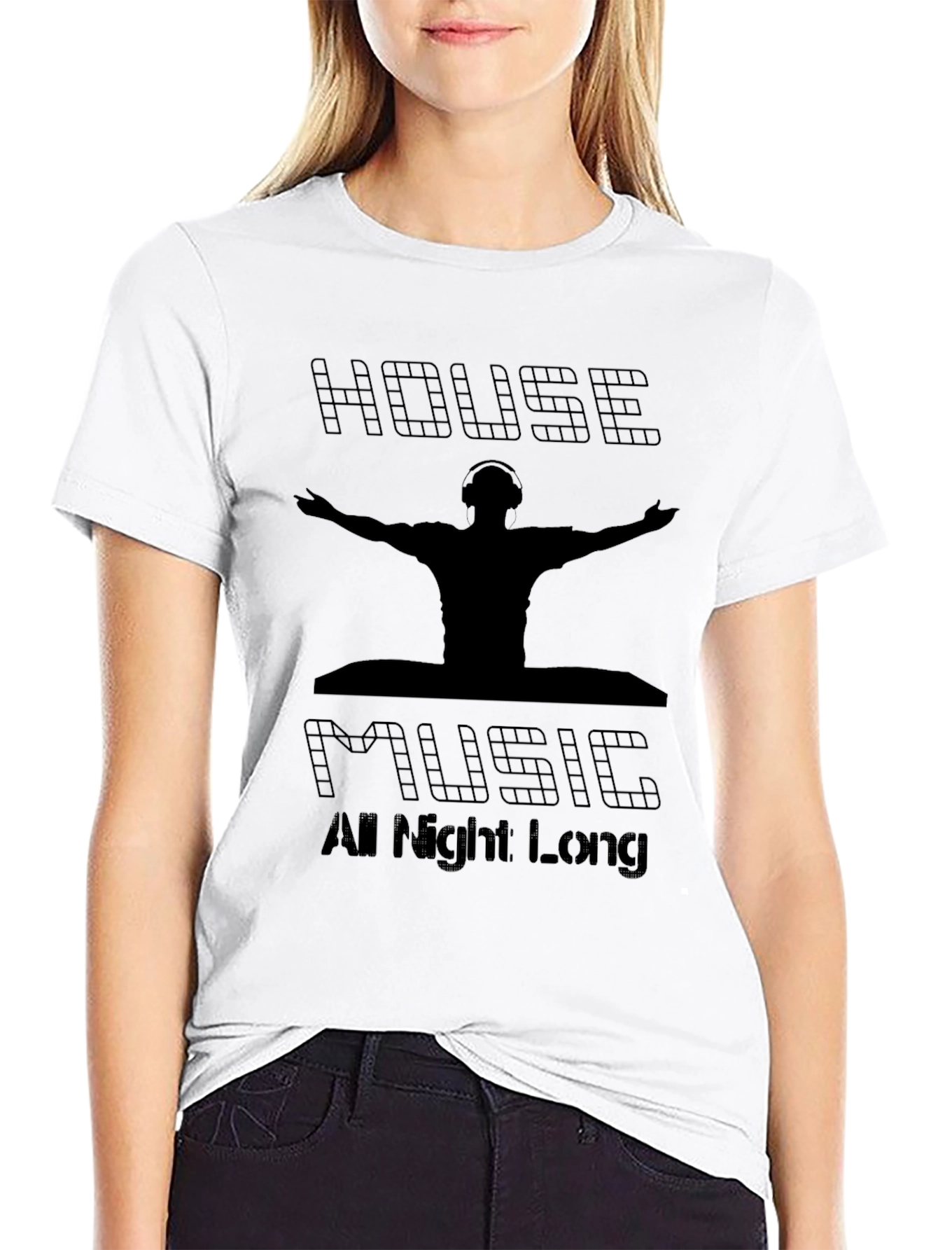 House Music All Night Long Black T-Shirt
